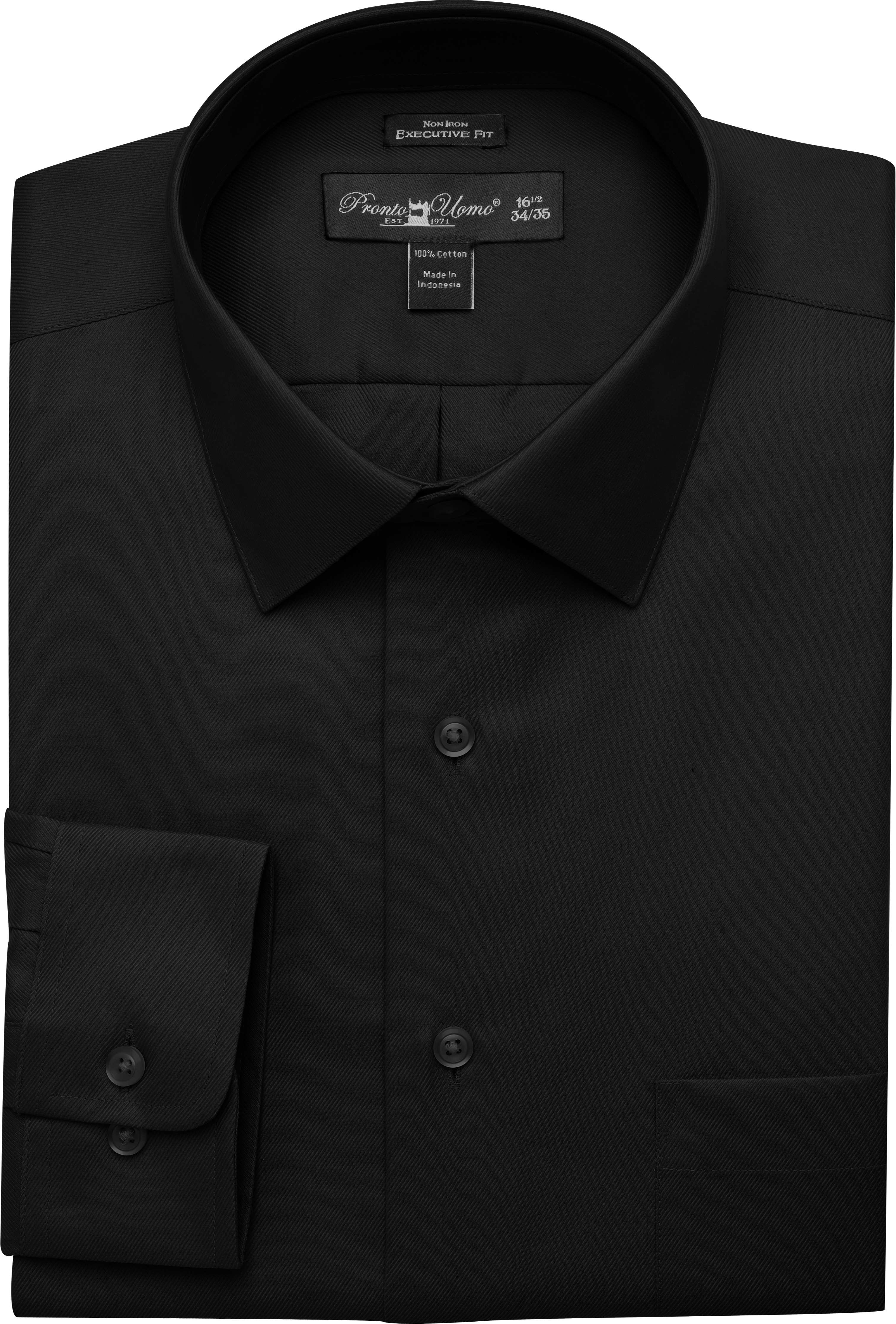 Pronto Uomo Black Twill Executive Fit Dress Shirt