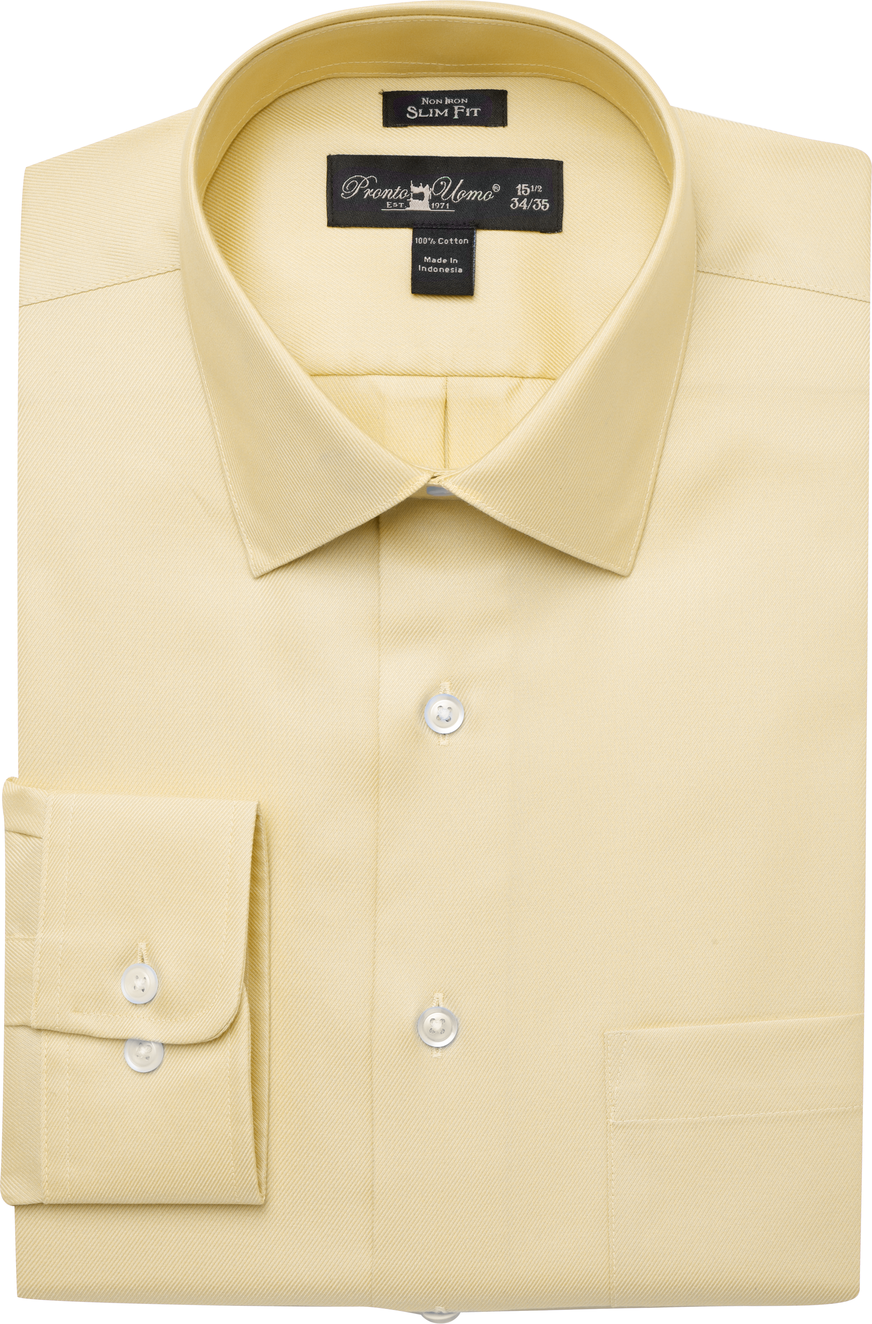Pronto Uomo Yellow Twill Slim Fit Dress Shirt