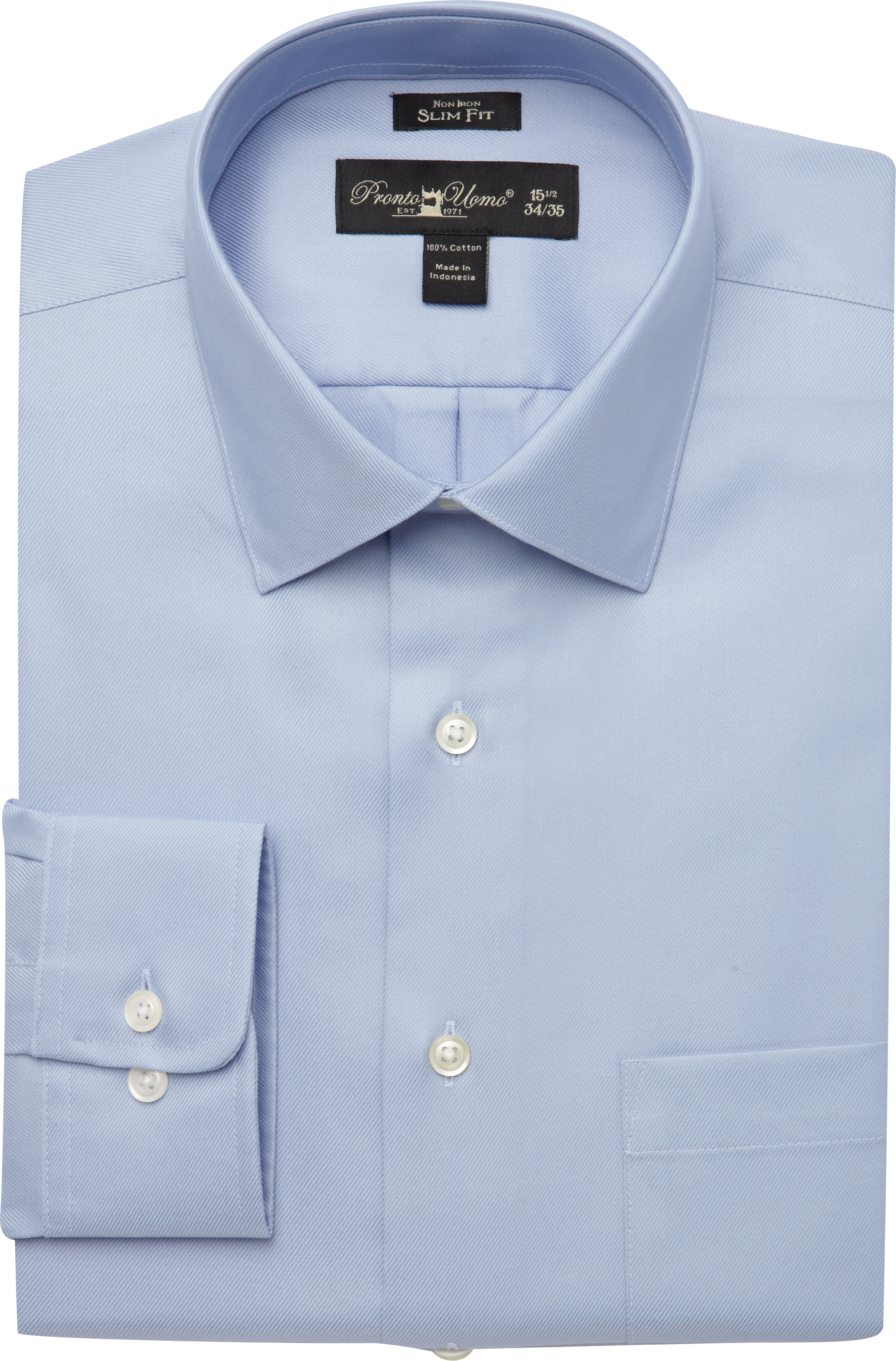 Pronto Uomo Blue Twill Slim Fit Dress Shirt