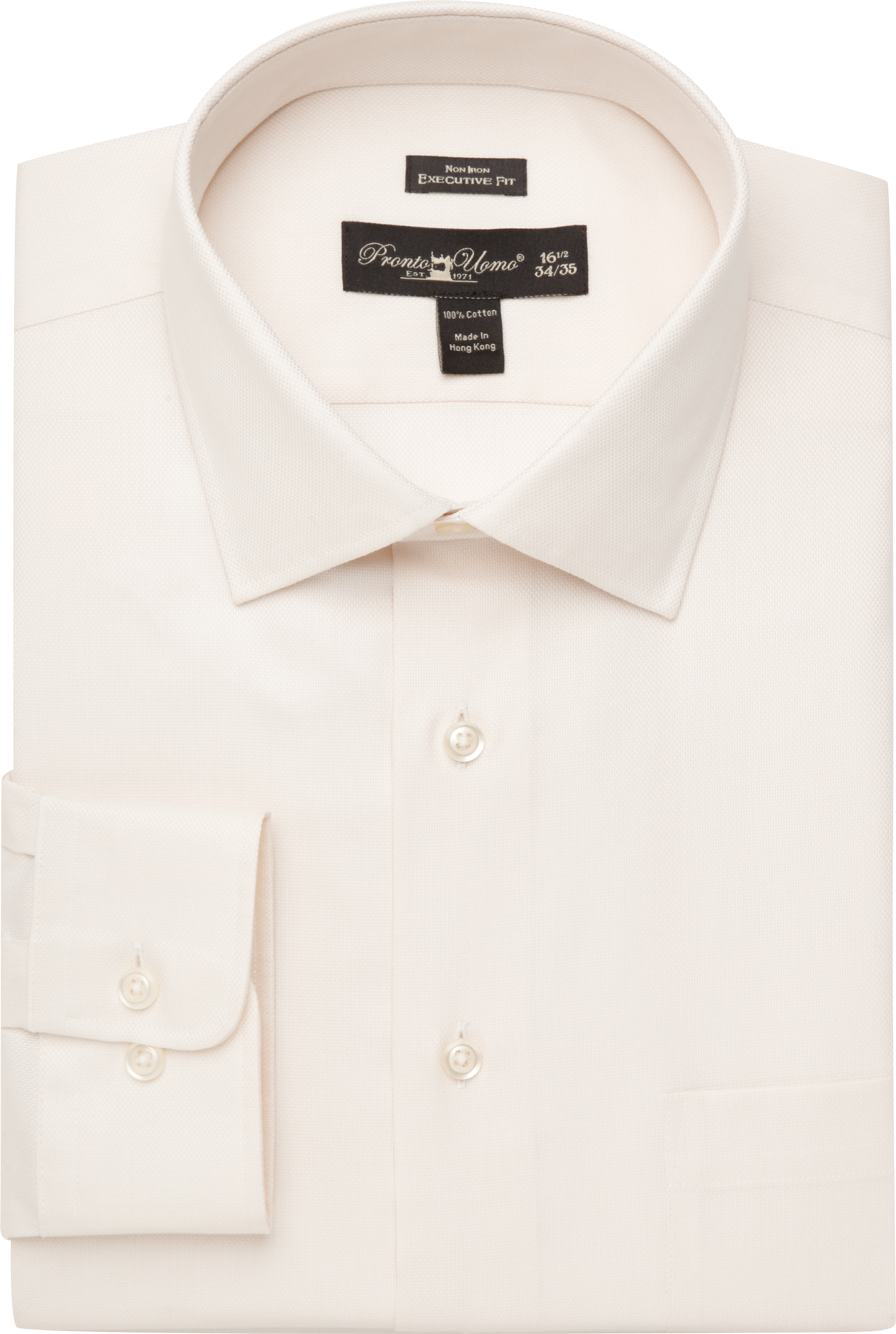 Pronto Uomo Ecru Queen's Oxford Executive Fit Dress Shirt