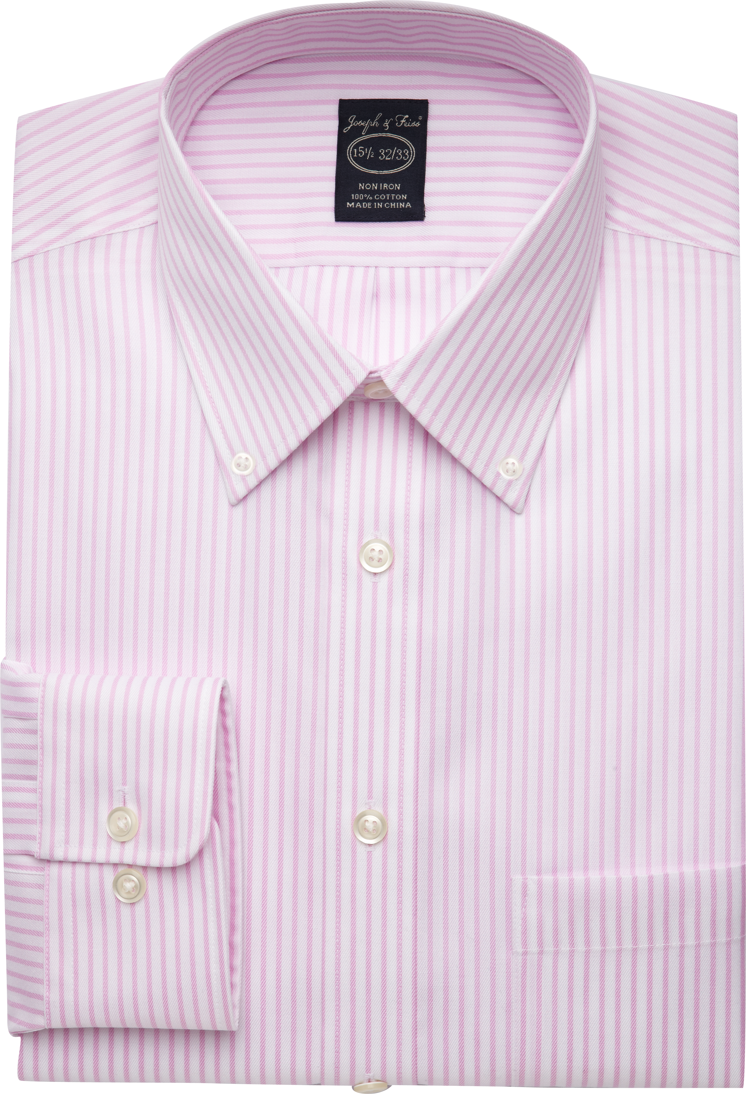 Joseph & Feiss Pink Stripe Button-Down Modern Fit Dress Shirt