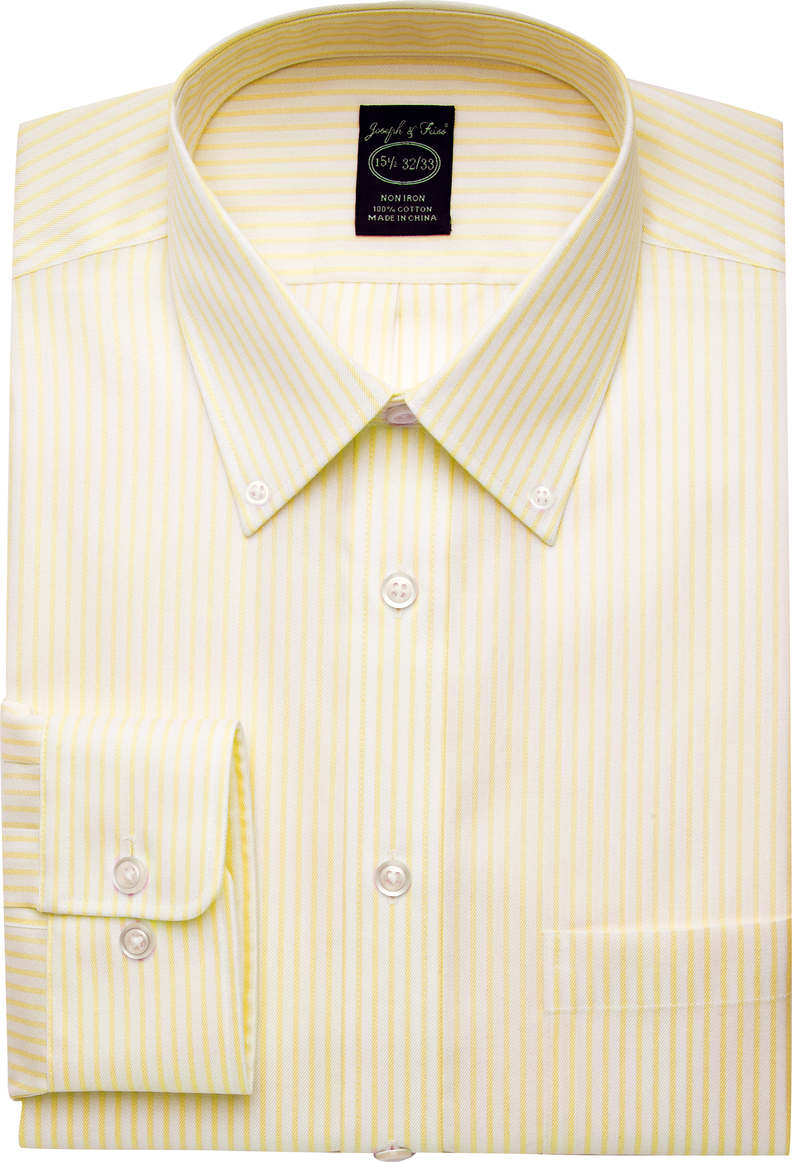Joseph & Feiss Yellow Stripe Button-Down Modern Fit Dress Shirt