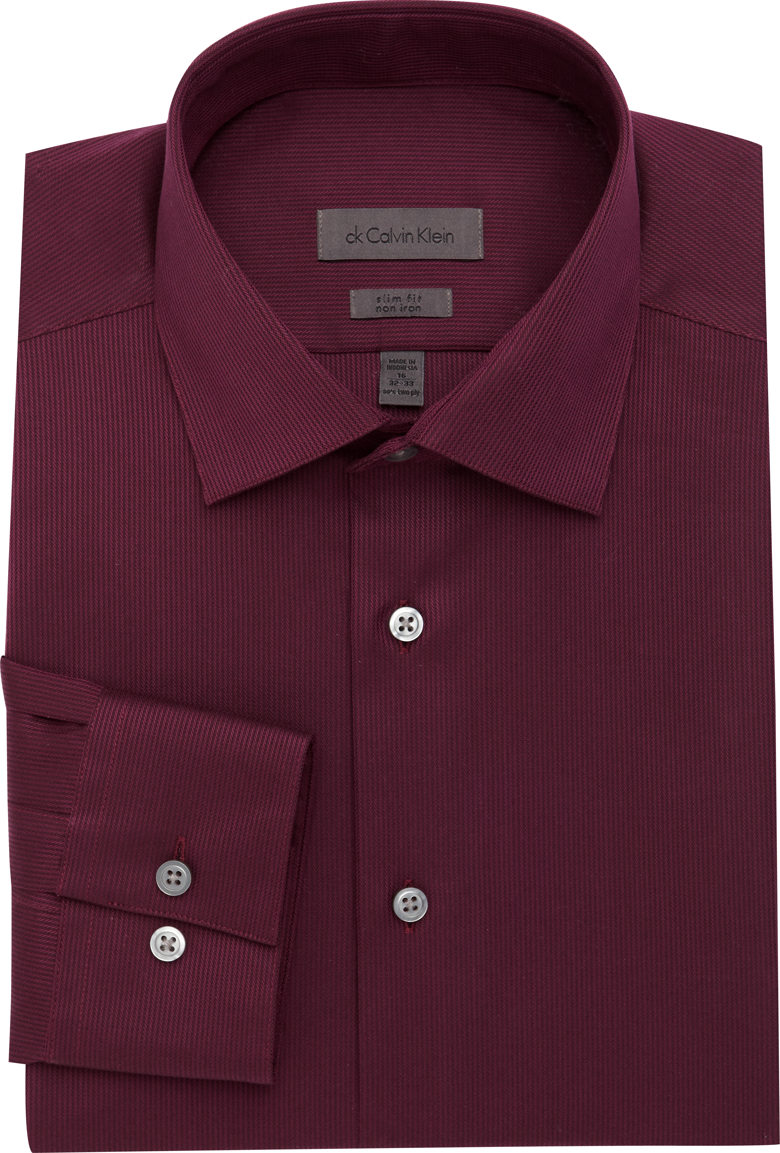 Calvin Klein Burgundy Slim Fit Dress Shirt