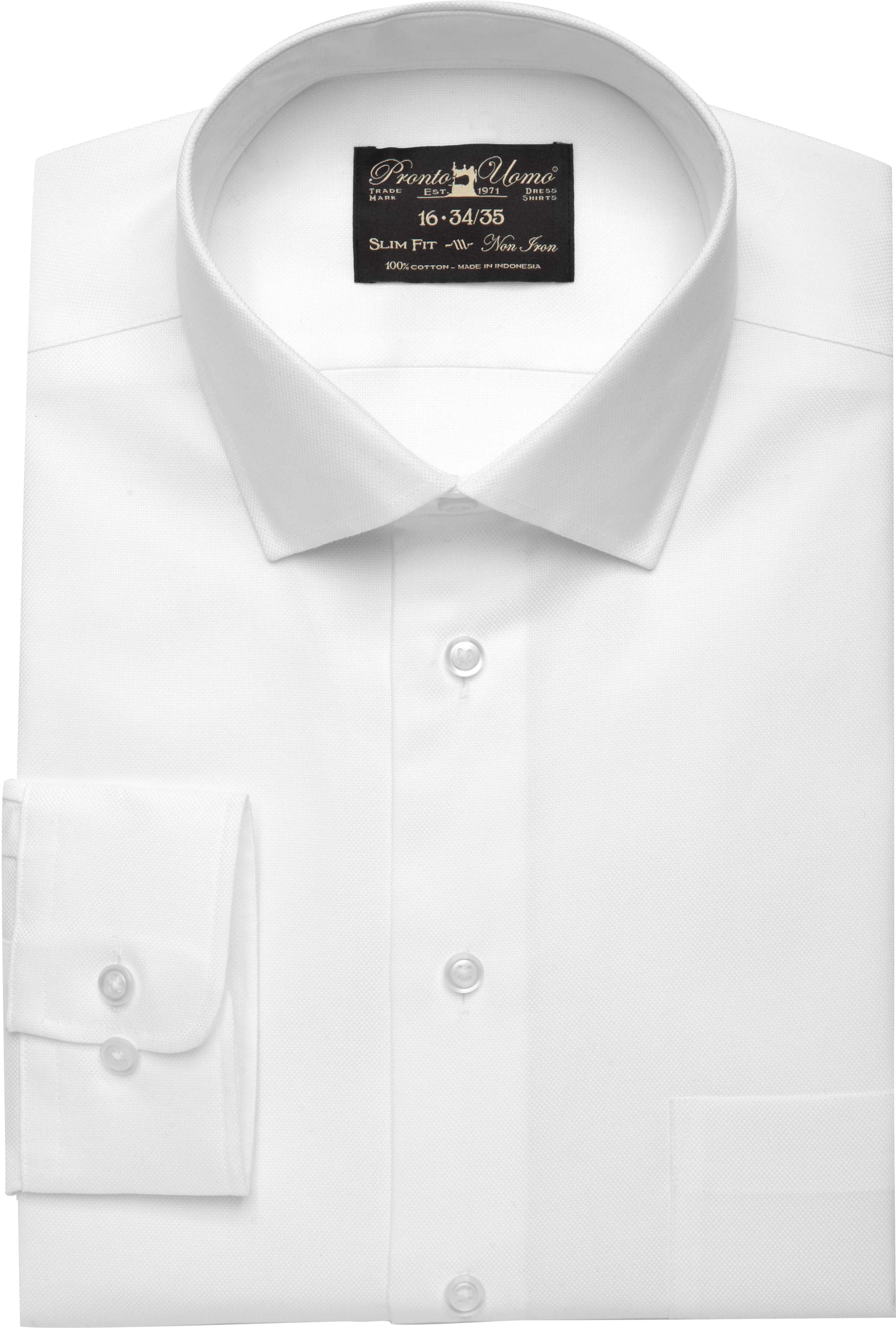 Pronto Uomo White Queen's Oxford Slim Fit Dress Shirt