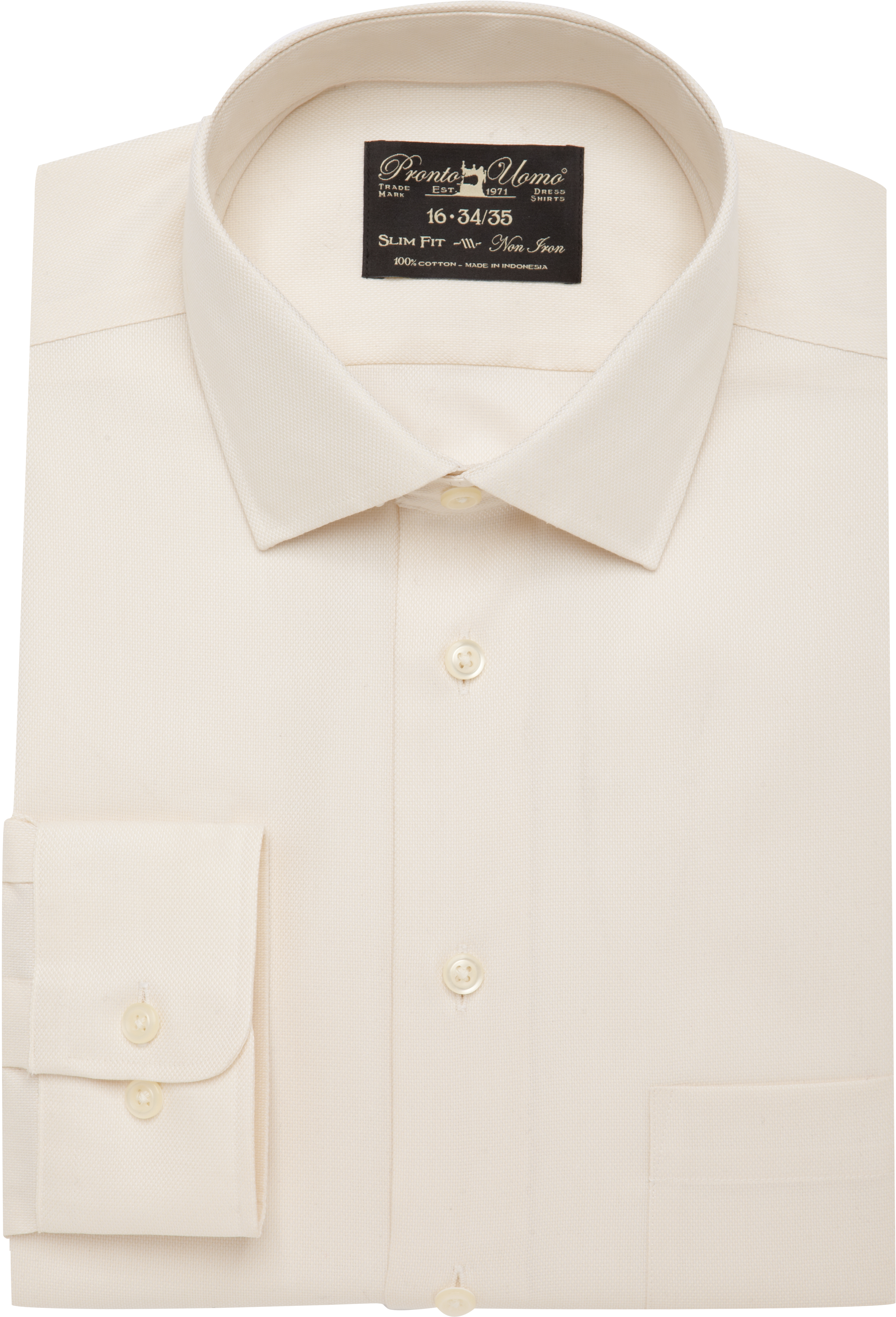 Pronto Uomo Ecru Queen's Oxford Slim Fit Dress Shirt