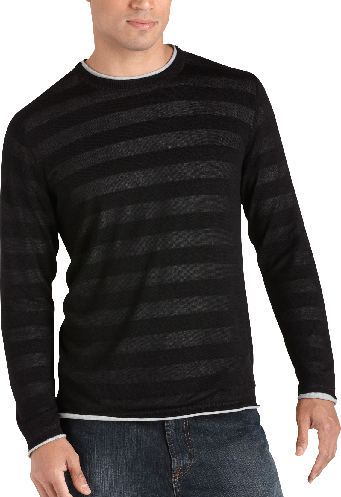 Pronto Uomo Black Stripe Crewneck Sweater