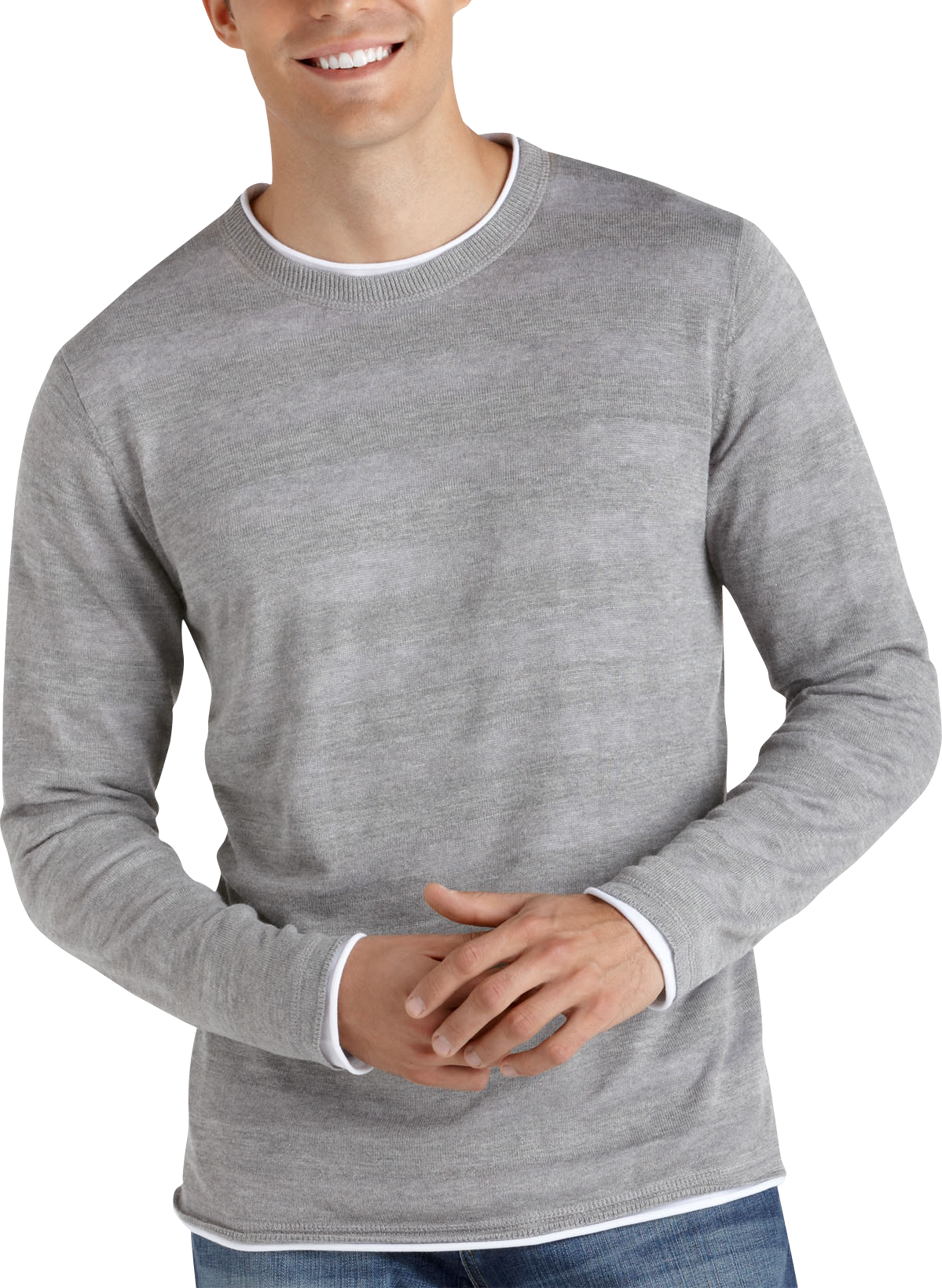 Pronto Uomo Gray Stripe Crewneck Sweater