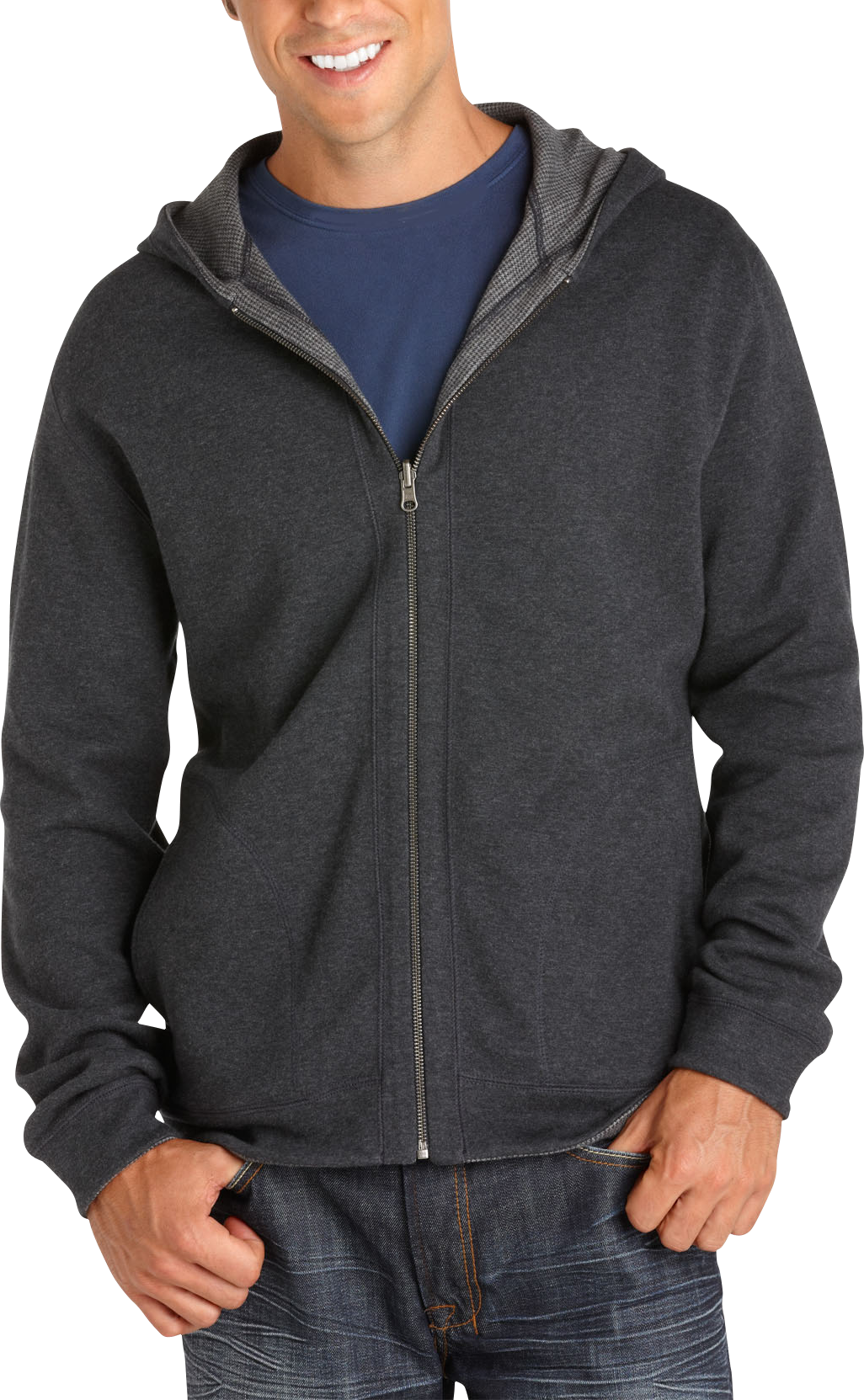 Pronto Blue Reversible Hoody, Charcoal