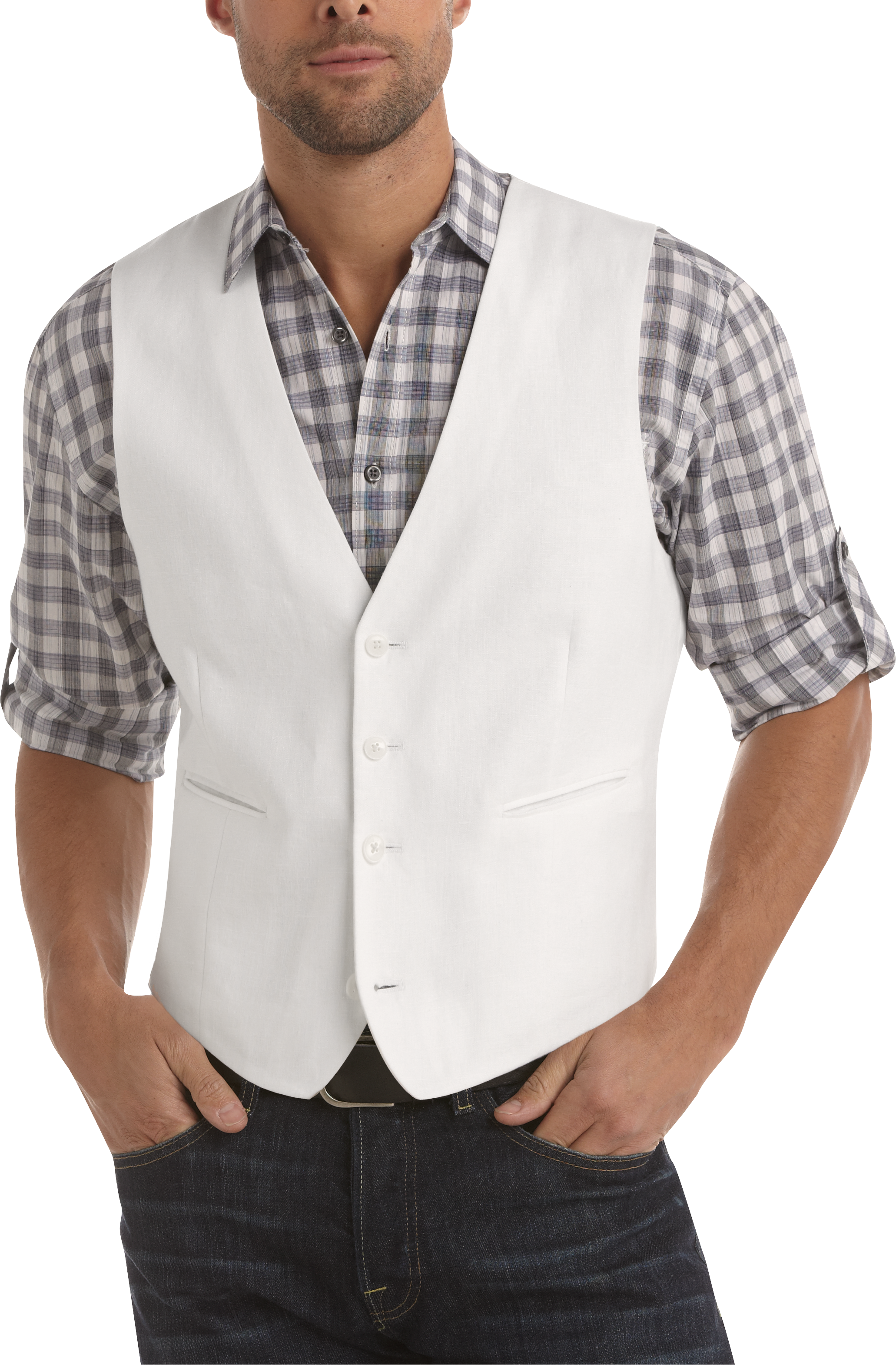 Calvin Klein White Linen Tailored Suit Separates Vest