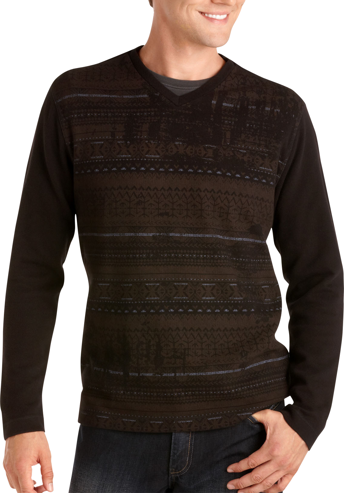 Pronto Blue V-Neck Sweater, Black