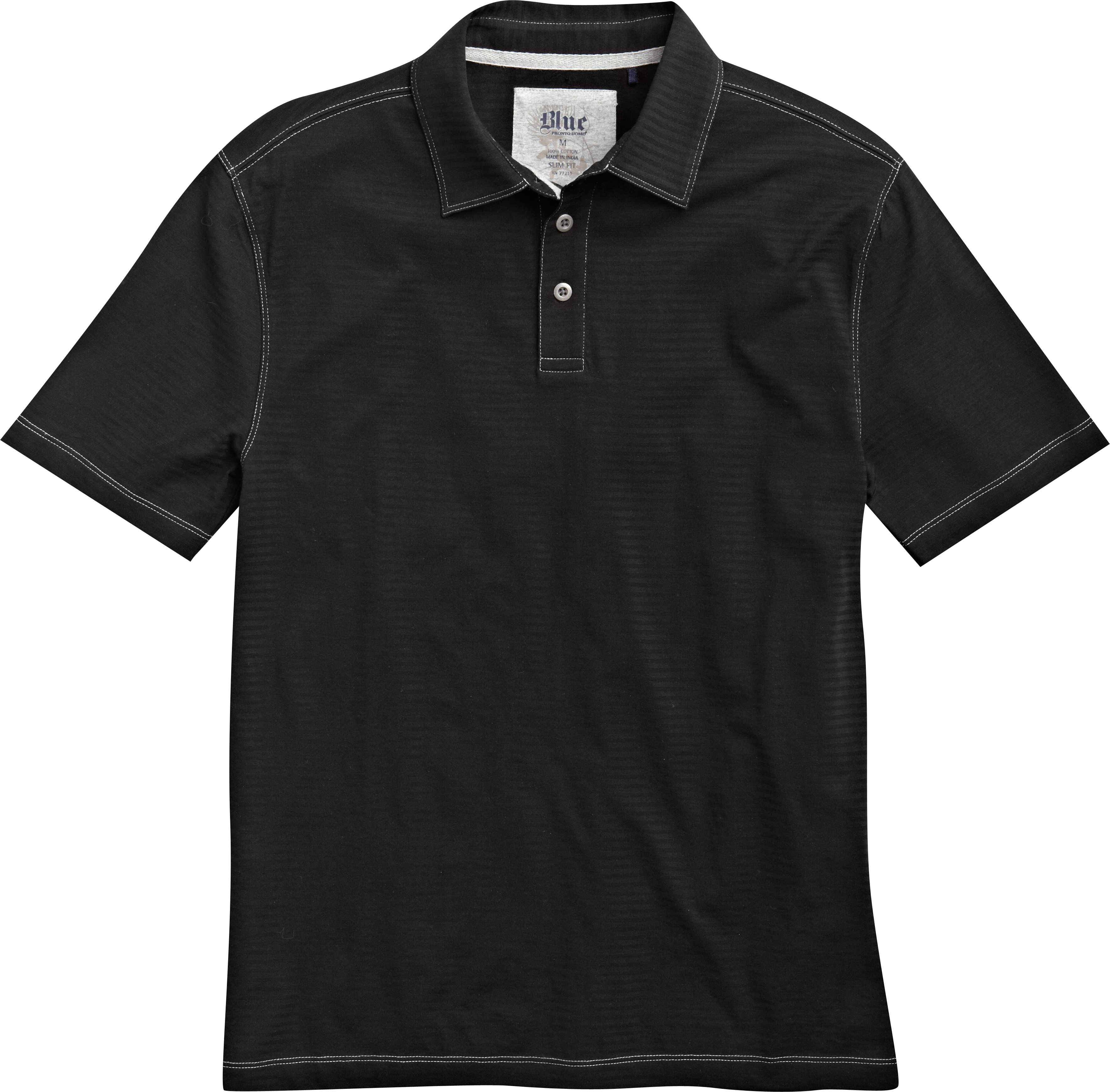 Pronto Blue Slim Fit Polo Shirt, Black Tonal Stripe