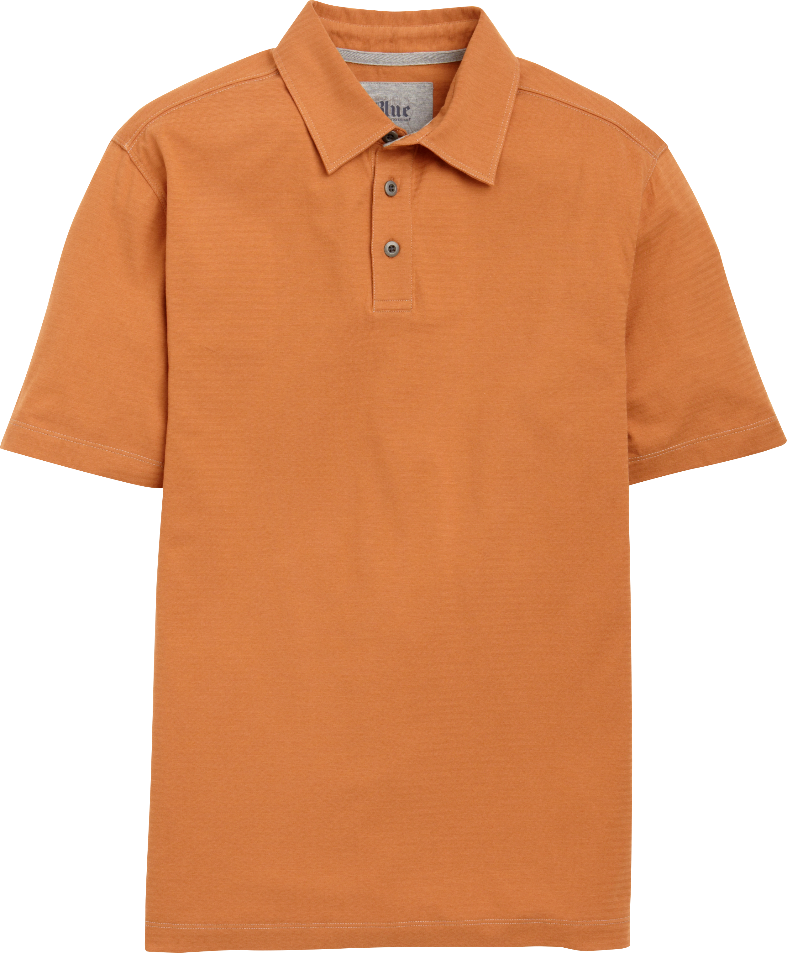 Pronto Blue Slim Fit Polo Shirt, Burnt Orange Tonal Stripe