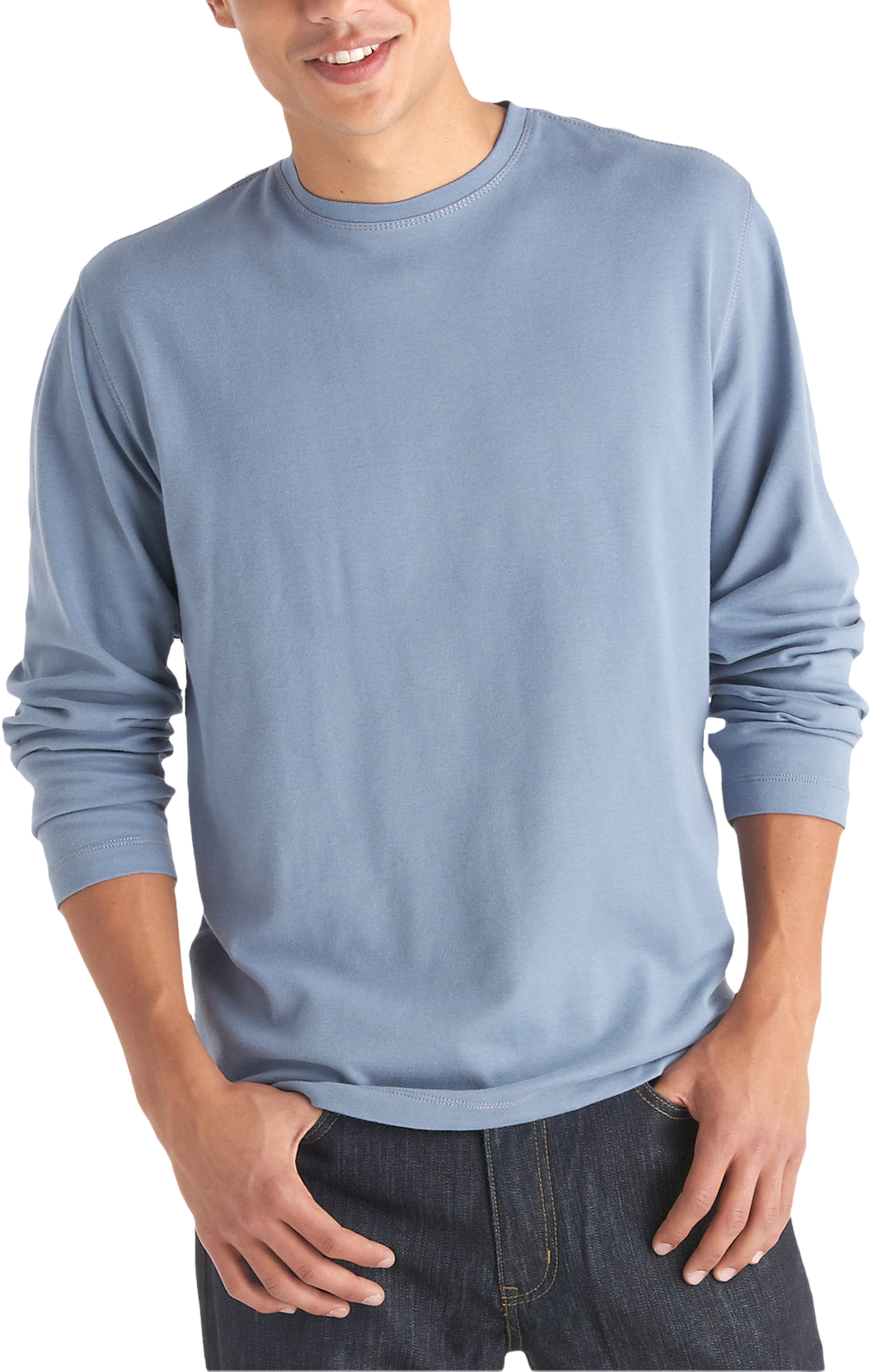 Pronto Blue Long-sleeve Crewneck, Blue