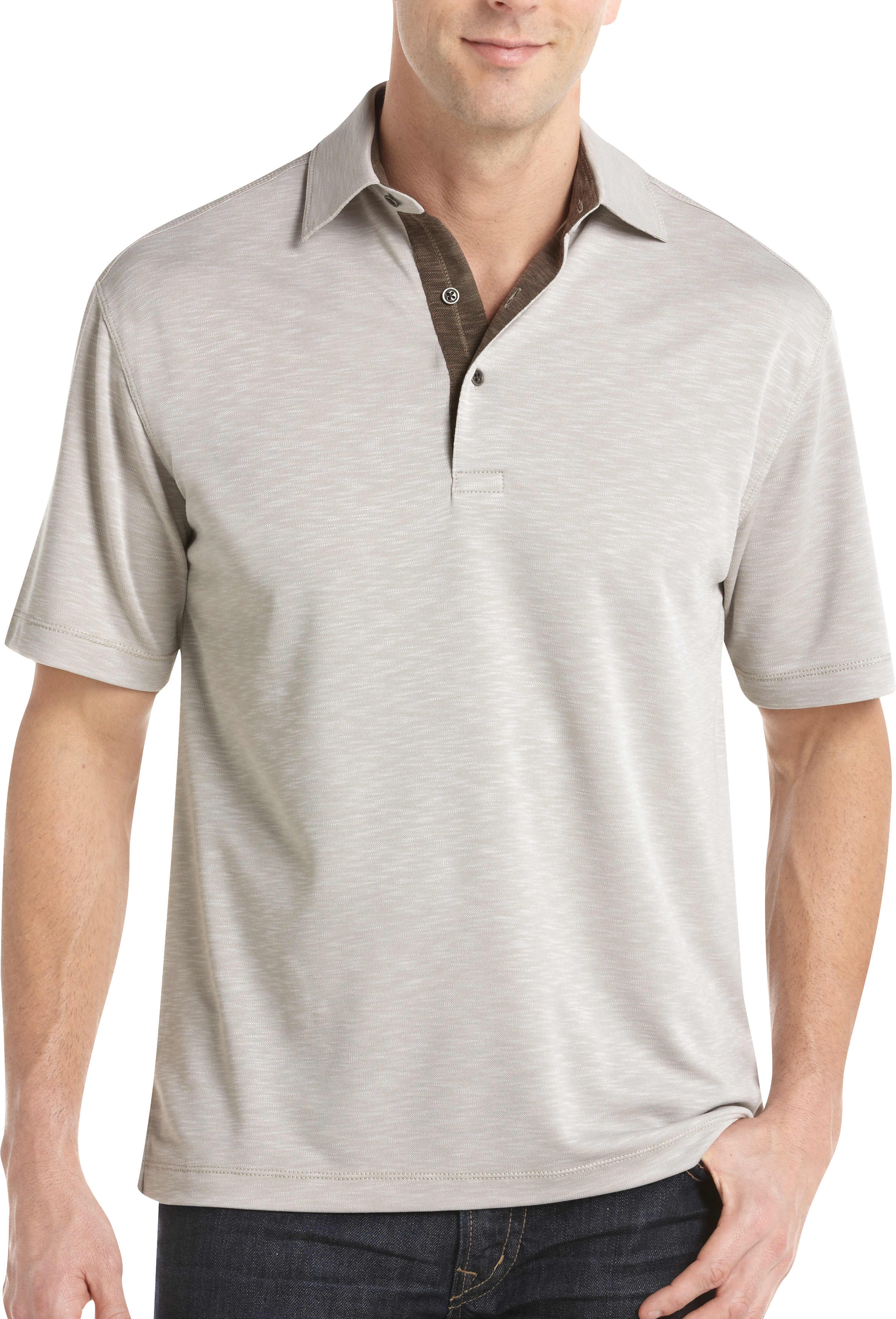 Pronto Blue Modern Fit Polo Shirt, Tan