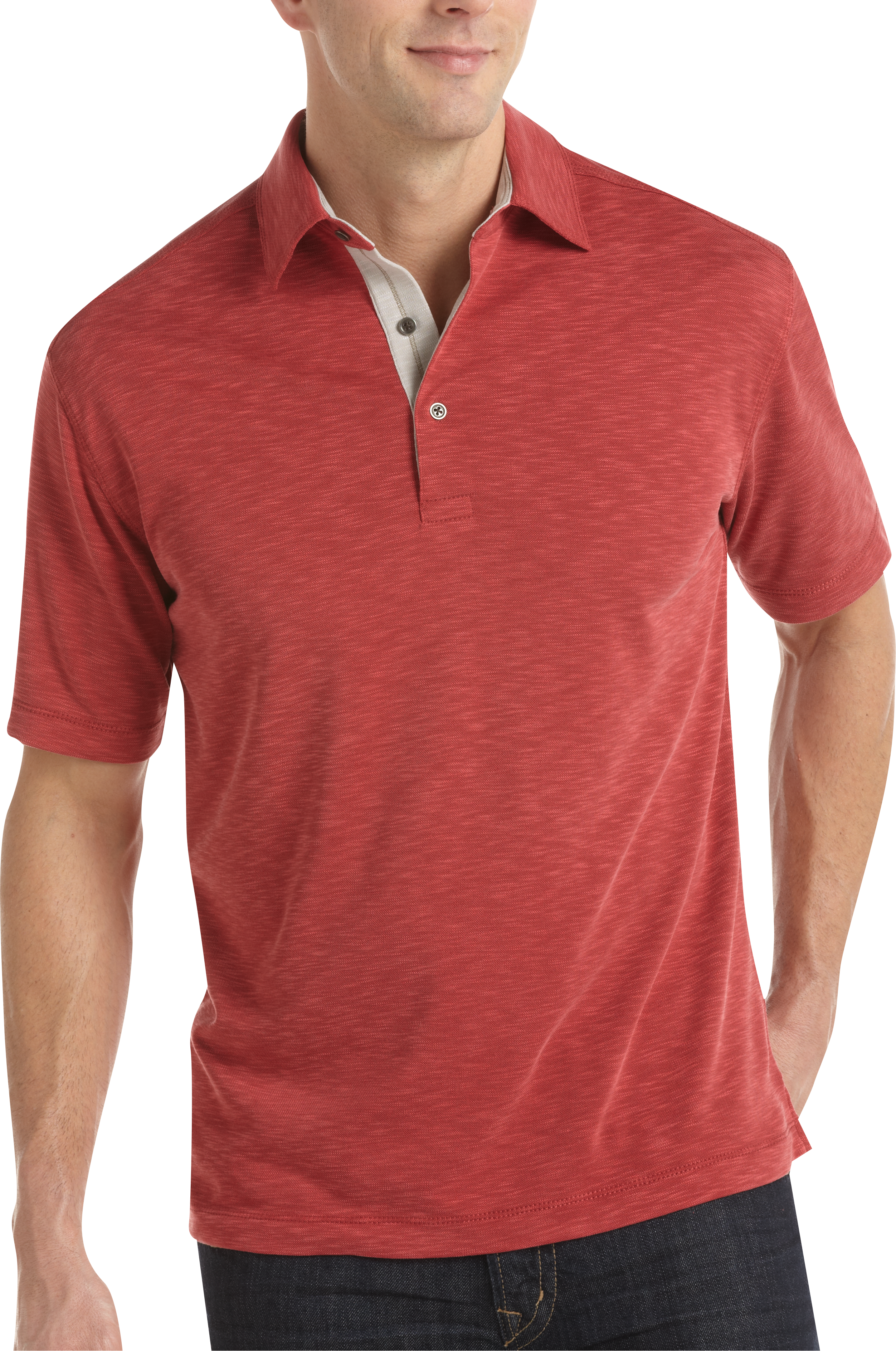 Pronto Blue Modern Fit Polo Shirt, Salmon