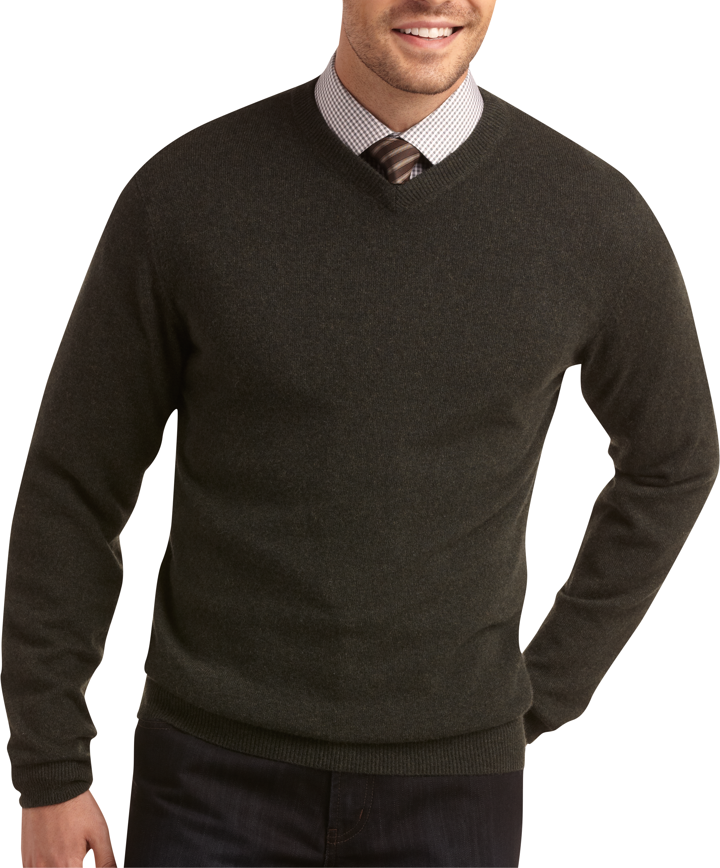 Pronto Uomo Forest Green Cashmere V-Neck Sweater
