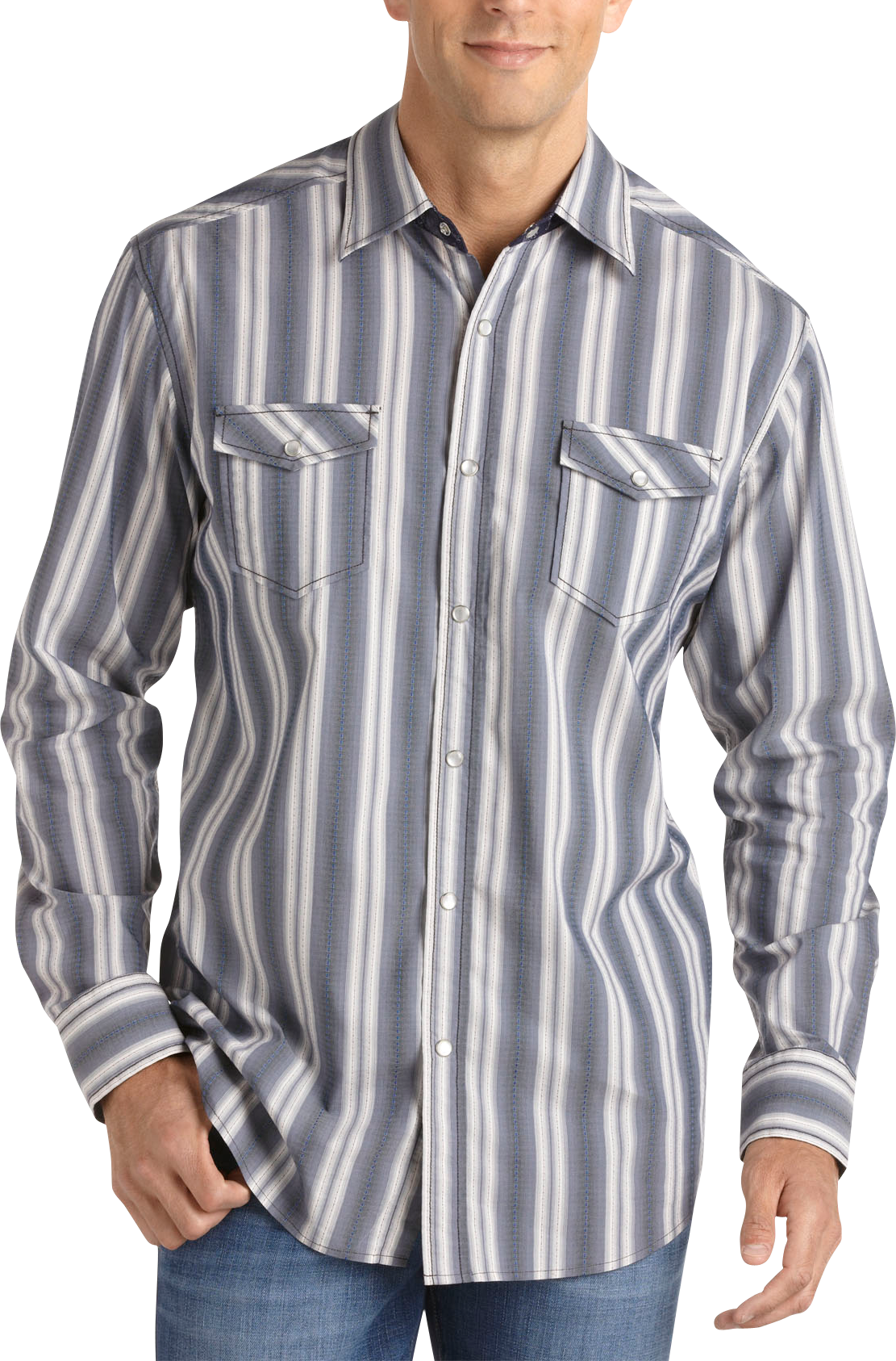 Pronto Blue Woven Shirt, Blue Stripe