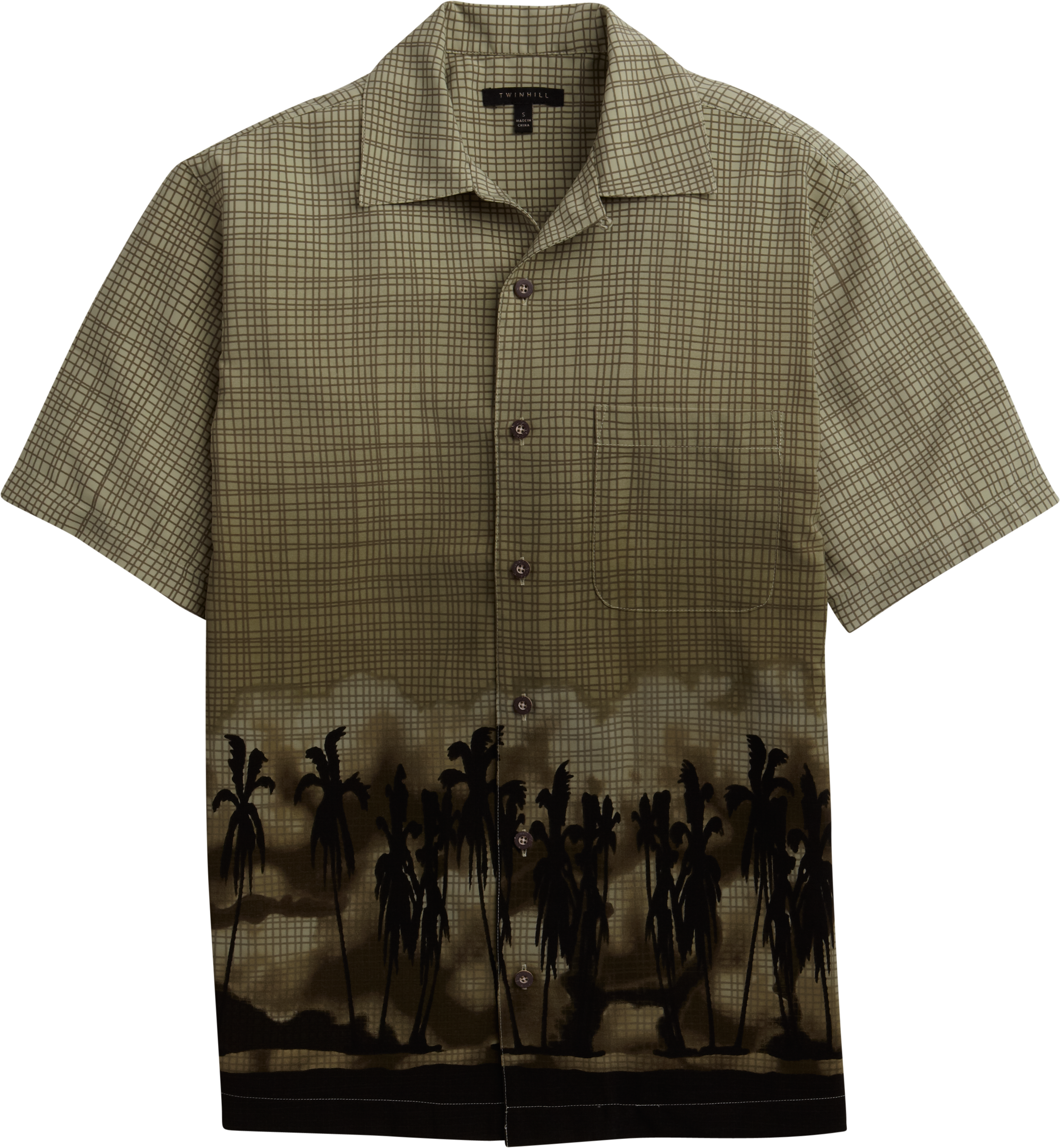Twin Hill Green Palm Camp Collar Shirt