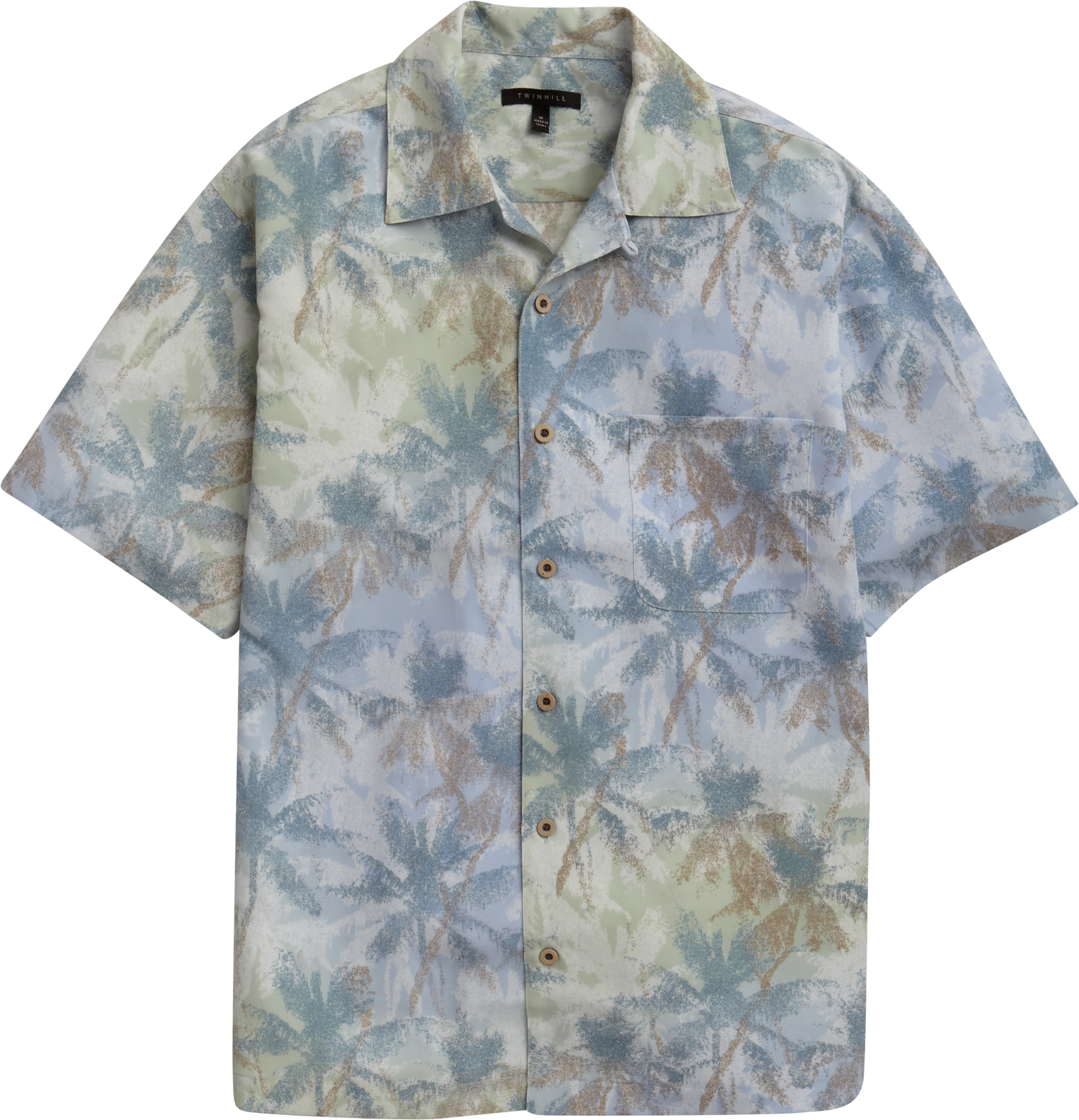 Twin Hill Blue Palm Camp Collar Shirt