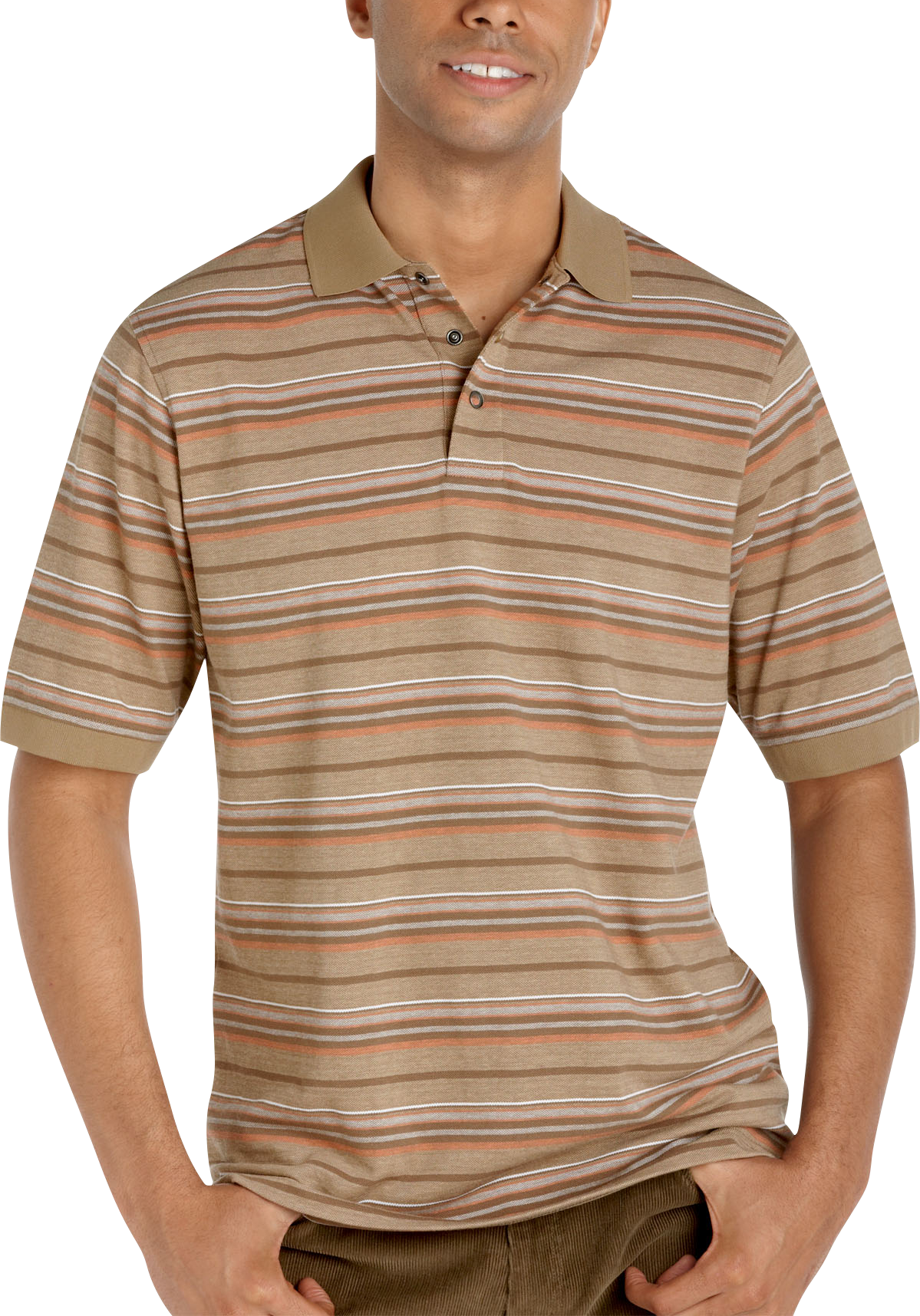 Weatherproof Taupe Stripe Polo Shirt