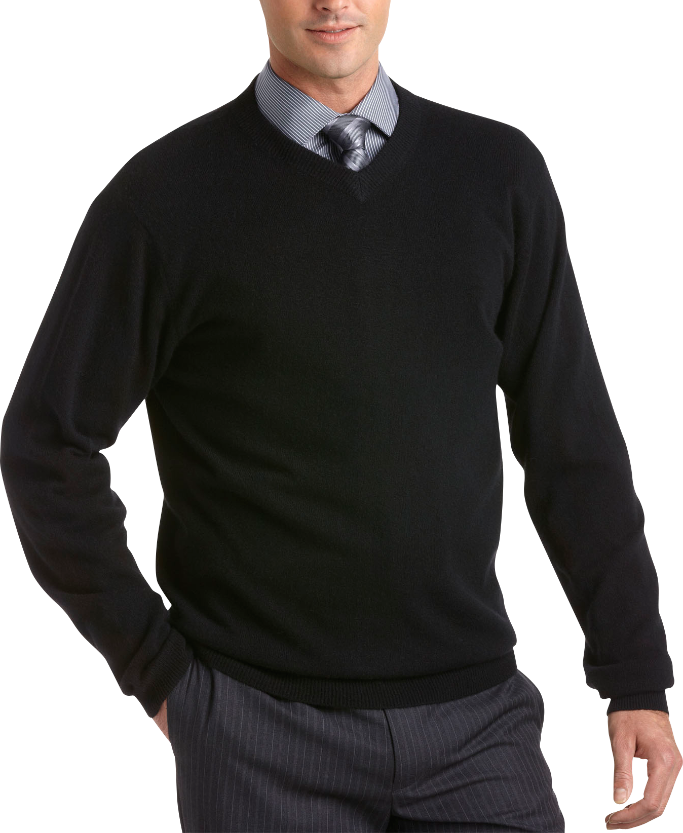 Pronto Uomo Black Cashmere V-Neck Sweater