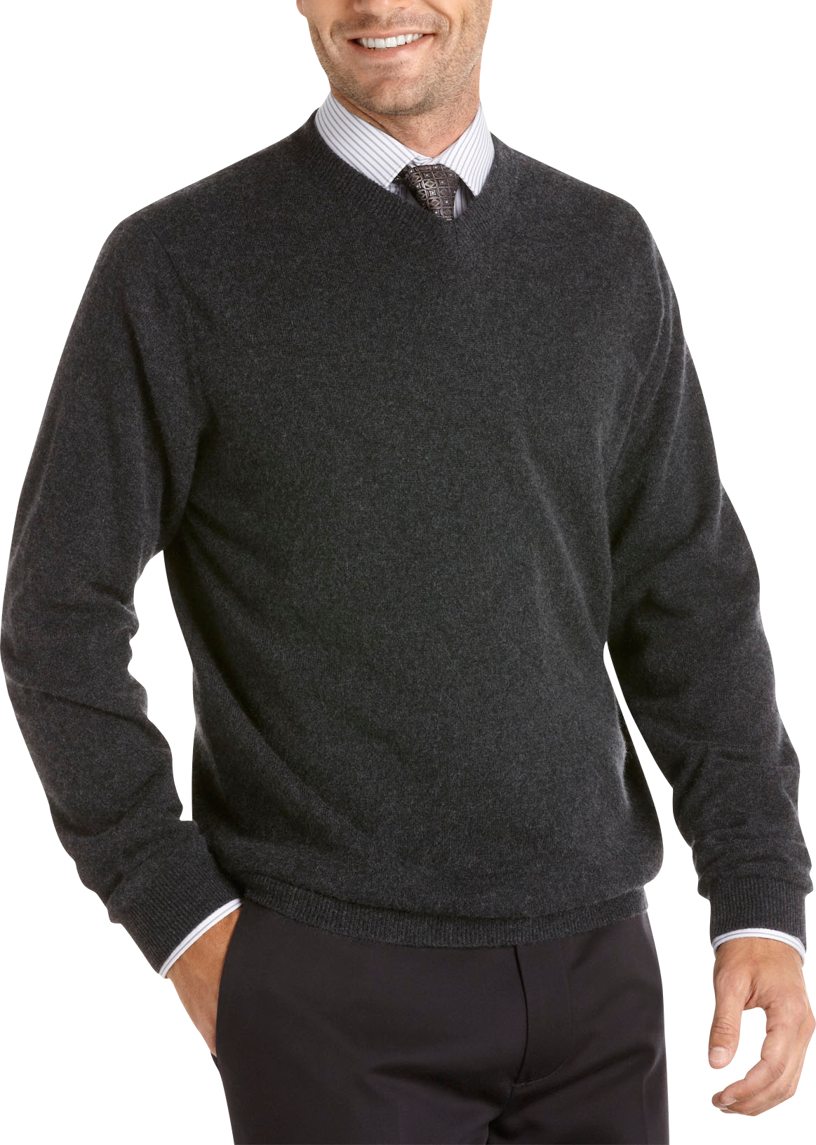 Pronto Uomo Charcoal Cashmere V-Neck Sweater