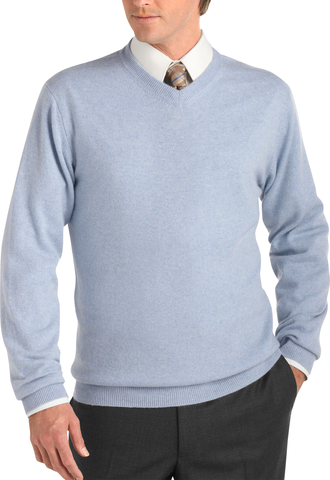 Pronto Uomo Light Blue Cashmere V-Neck Sweater