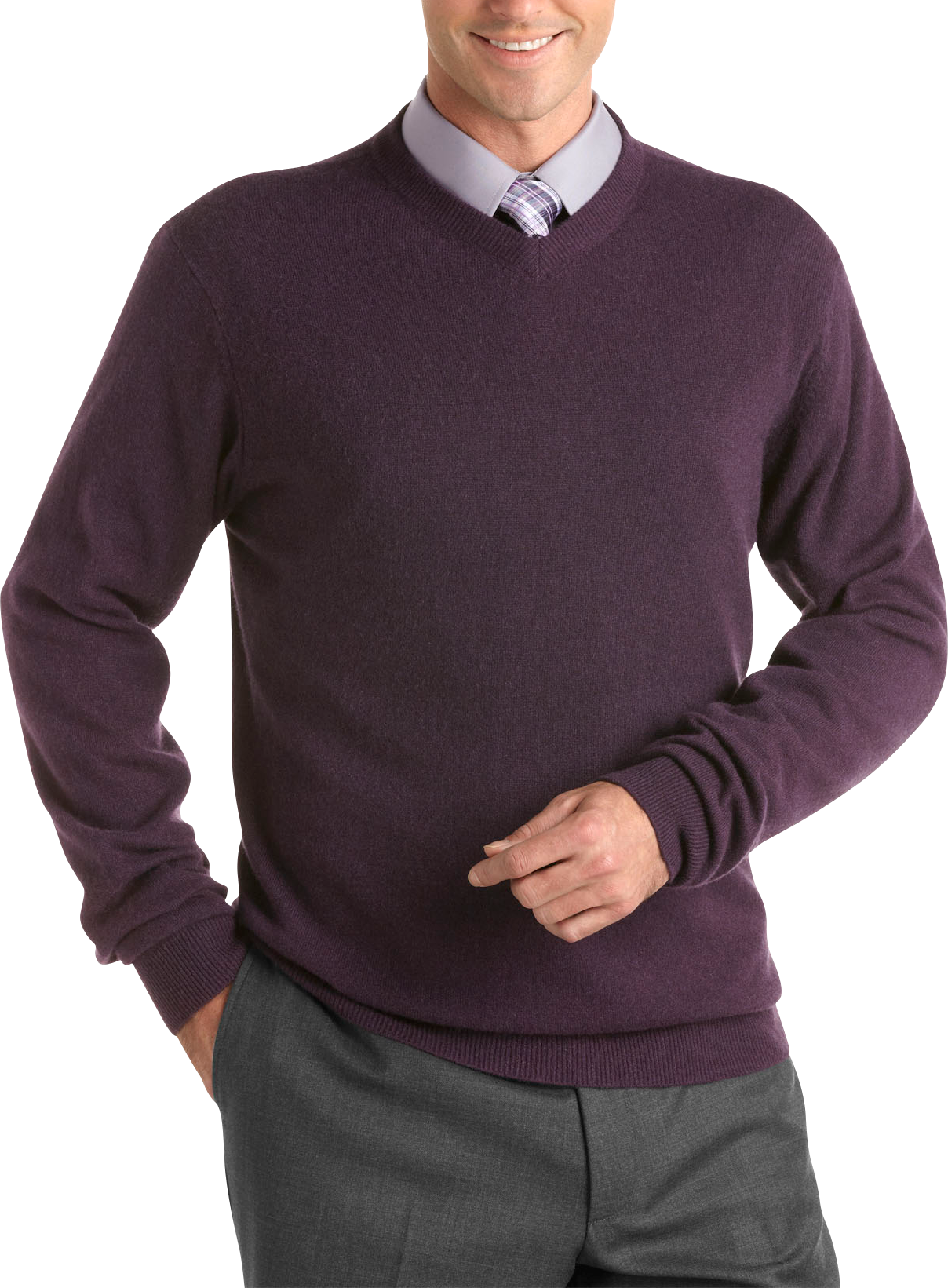 Pronto Uomo Purple Cashmere V-Neck Sweater