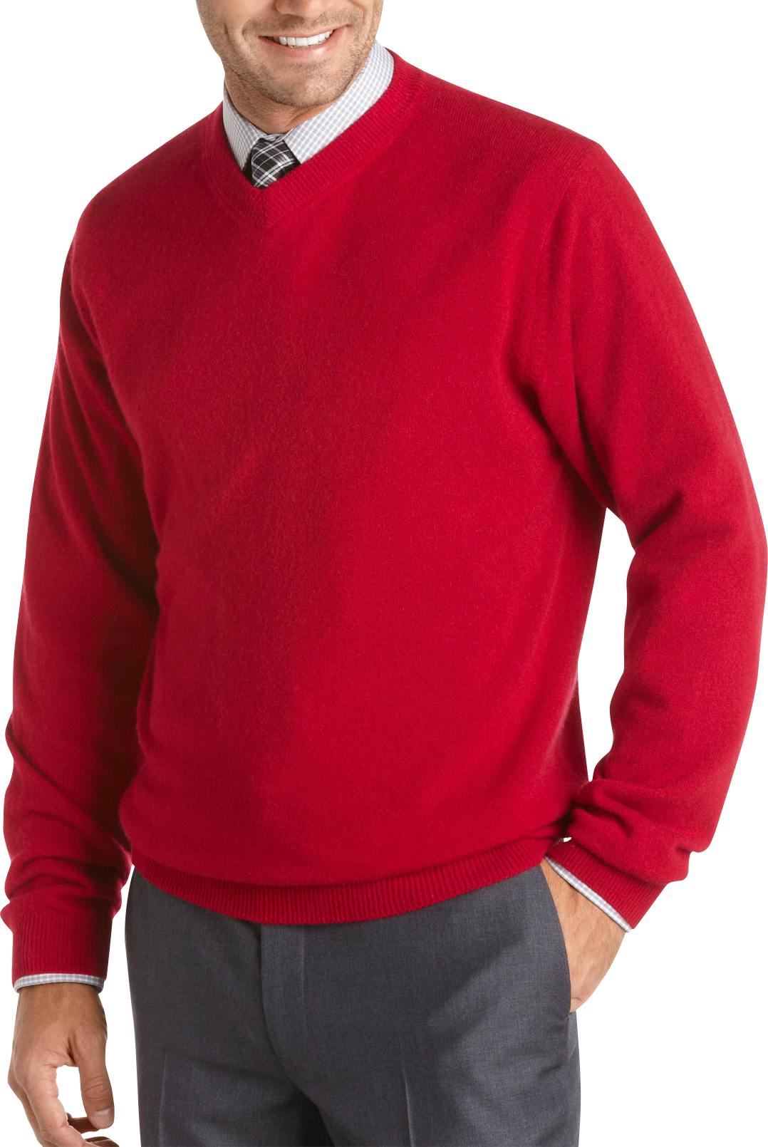 Pronto Uomo Red Cashmere V-Neck Sweater