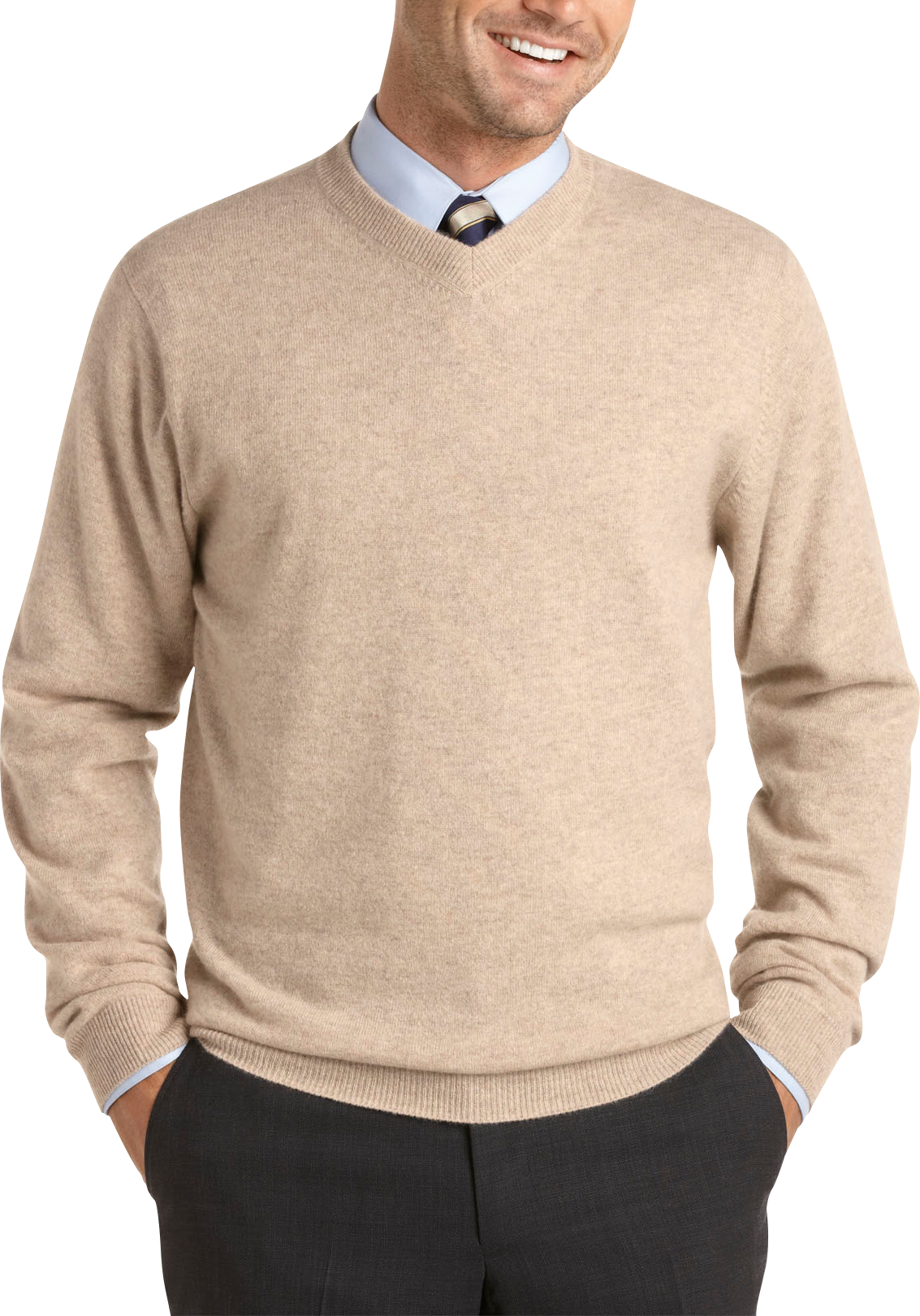 Pronto Uomo Wheat Cashmere V-Neck Sweater