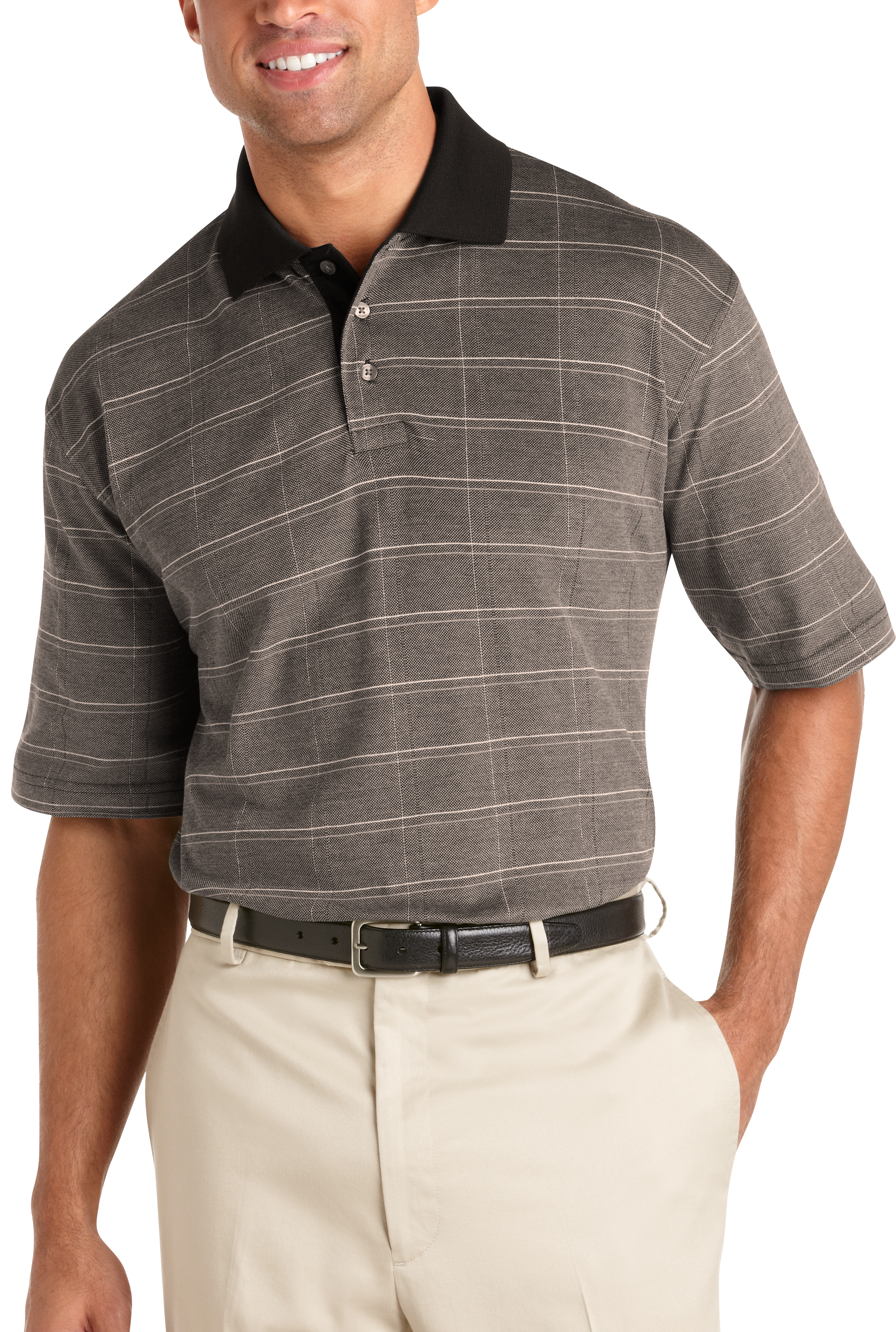 Pronto Sport Black Plaid Polo Shirt