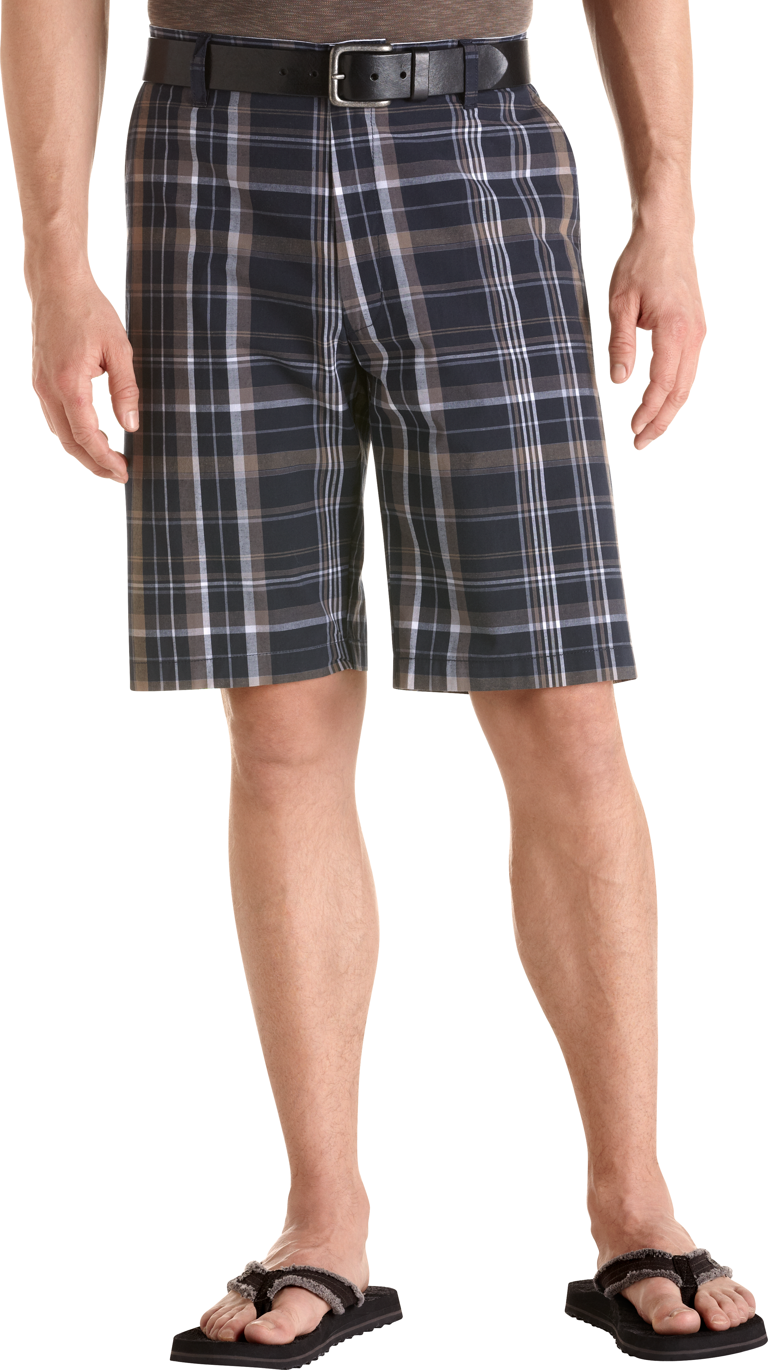 Pronto Blue Plaid Shorts, Navy