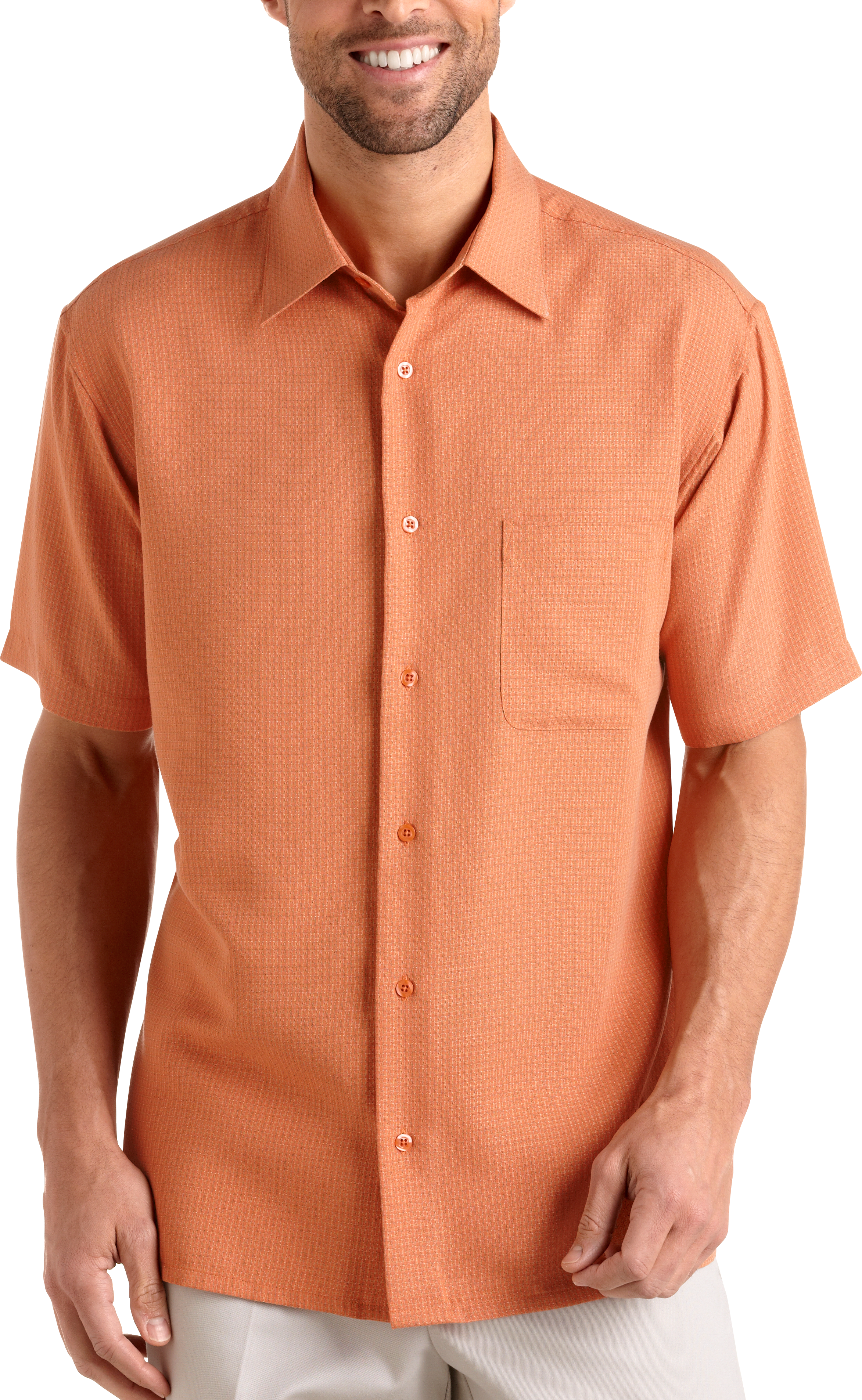 Pronto Uomo Orange Camp Collar Shirt