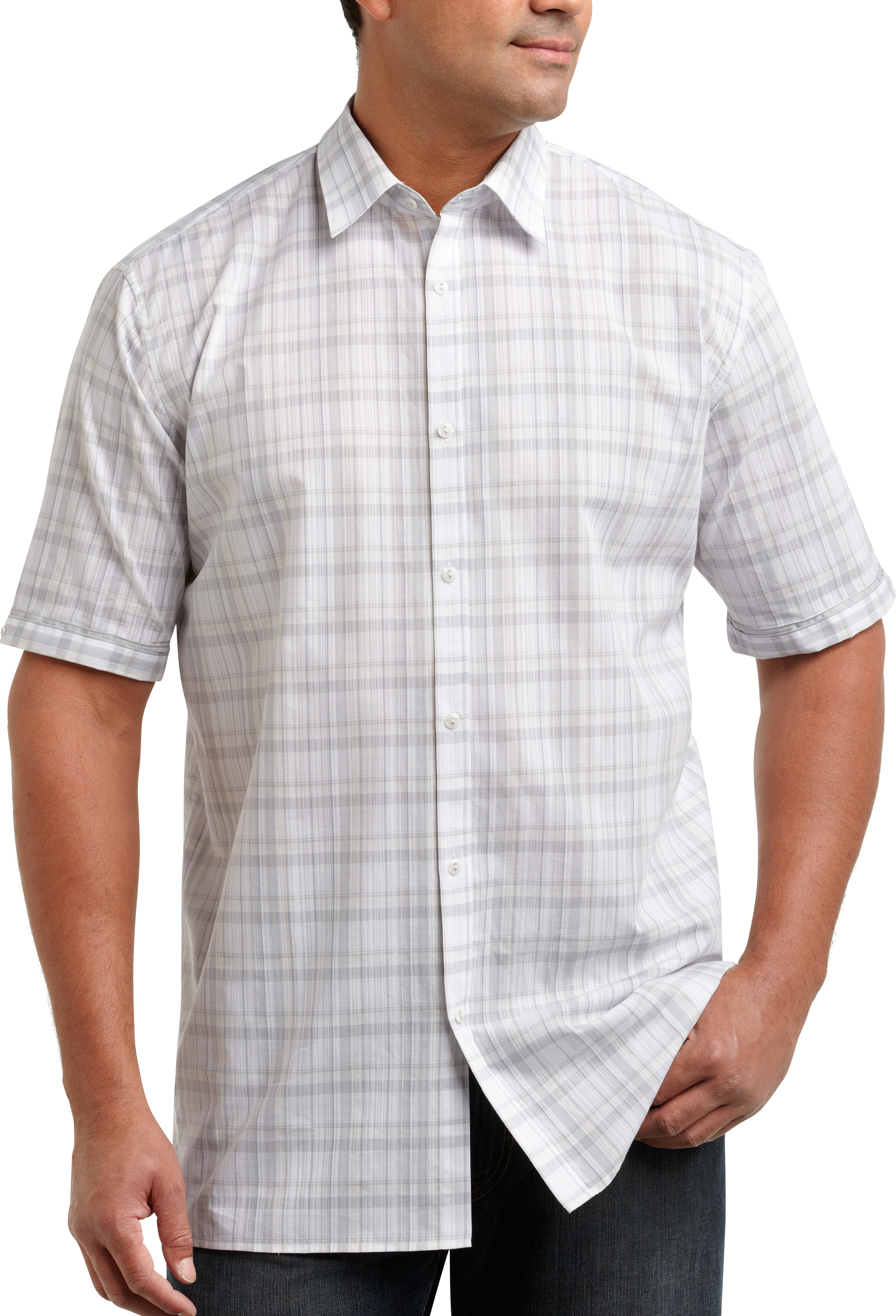 Calvin Klein Gray Plaid Camp Shirt