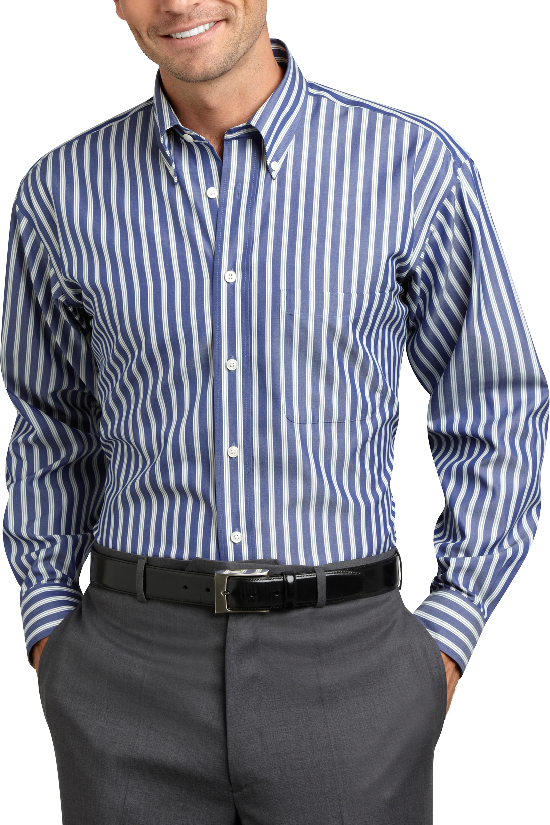 Joseph & Feiss Blue and Green Multistripe Sport Shirt