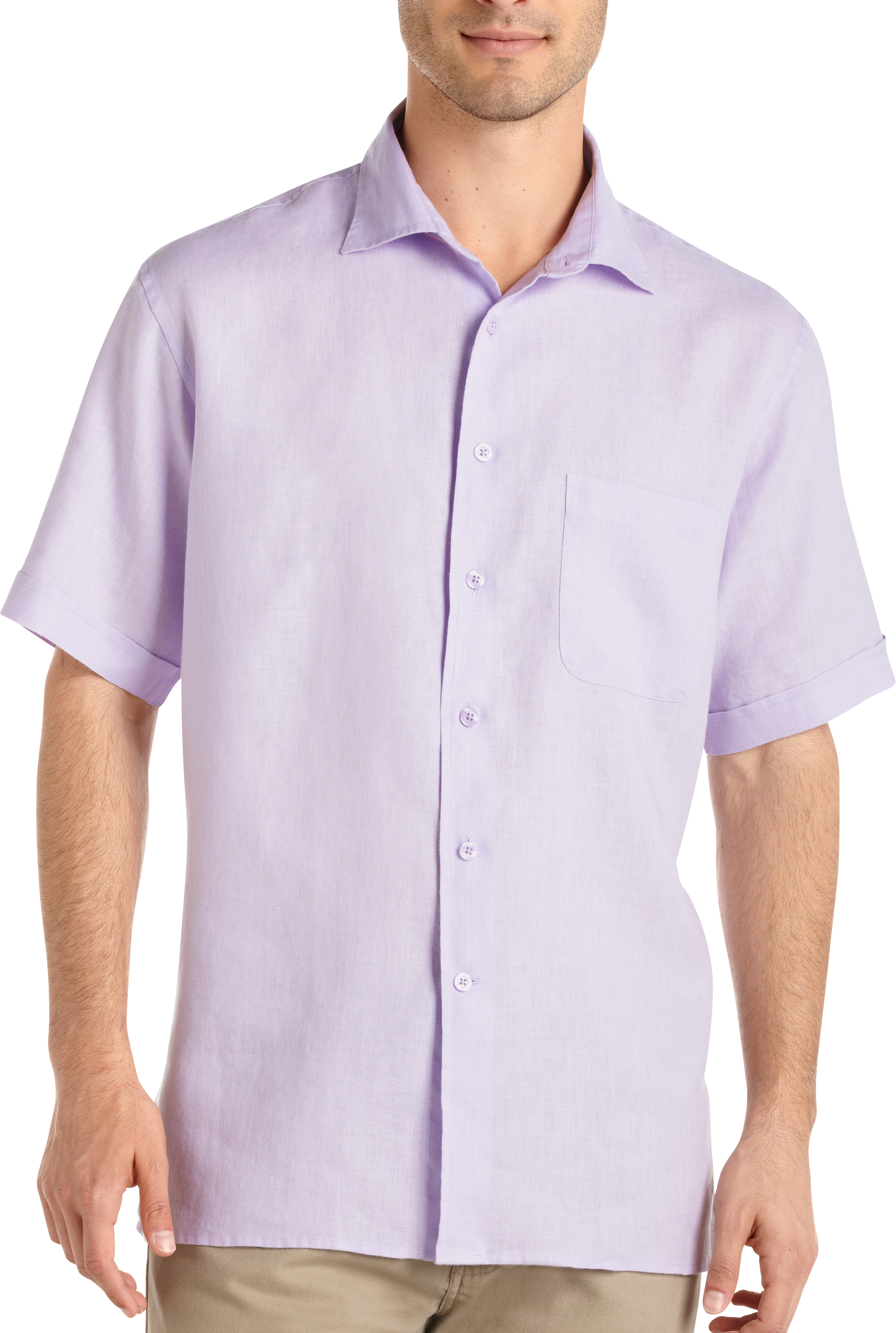 Pronto Uomo Lavender Linen Slim-Fit Shirt