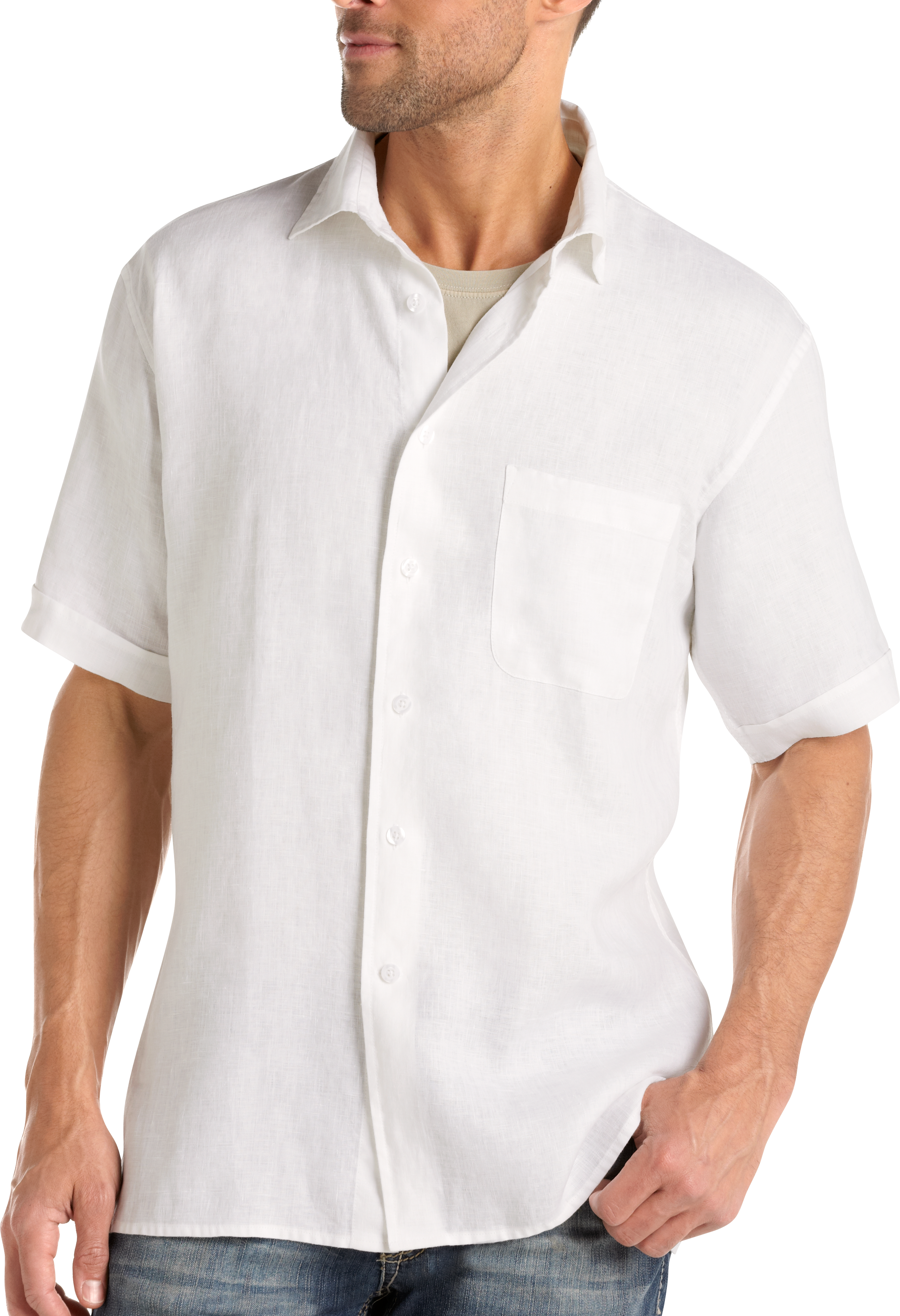 Pronto Uomo White Linen Slim-Fit Shirt