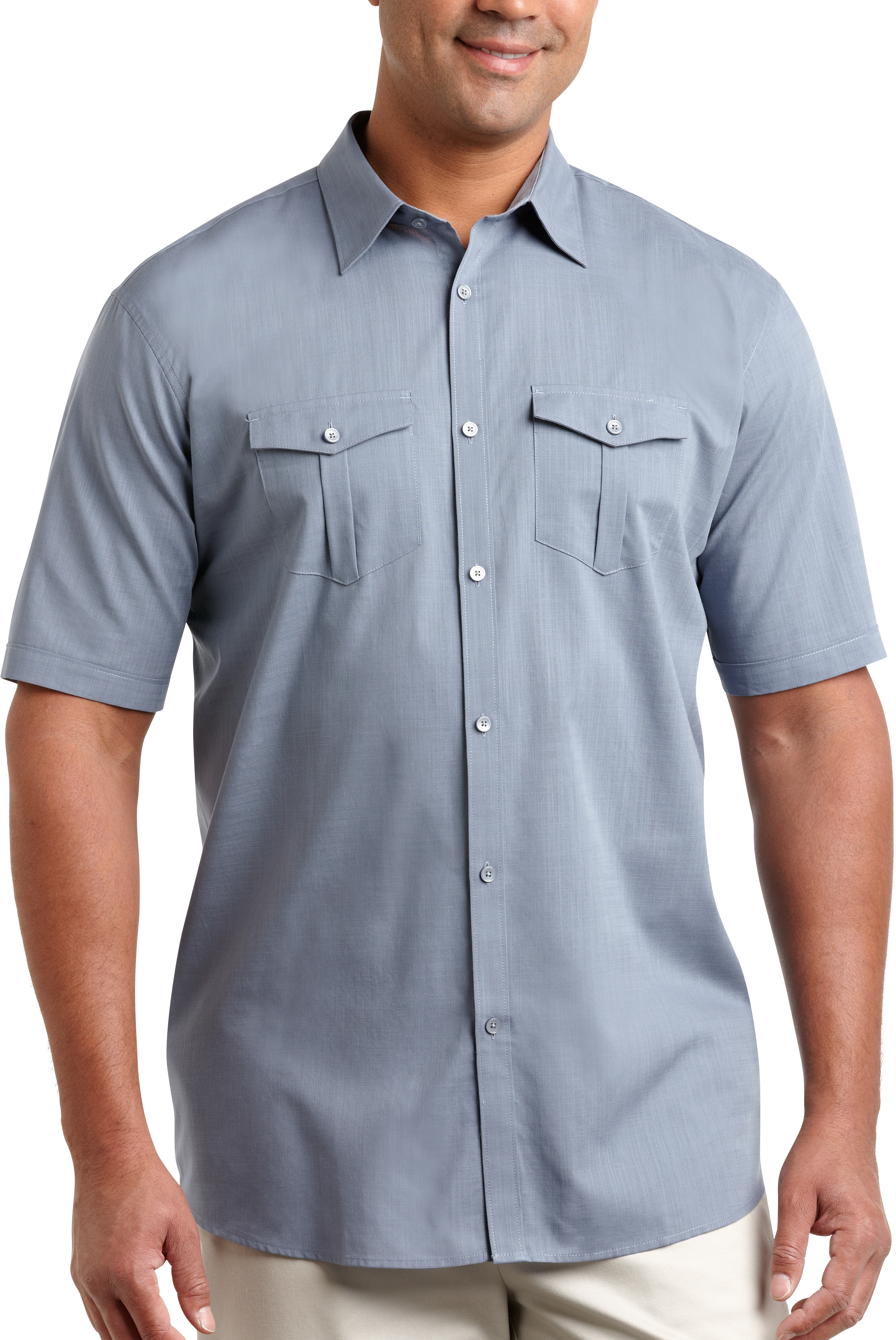 Calvin Klein Slate Blue Camp Collar Shirt