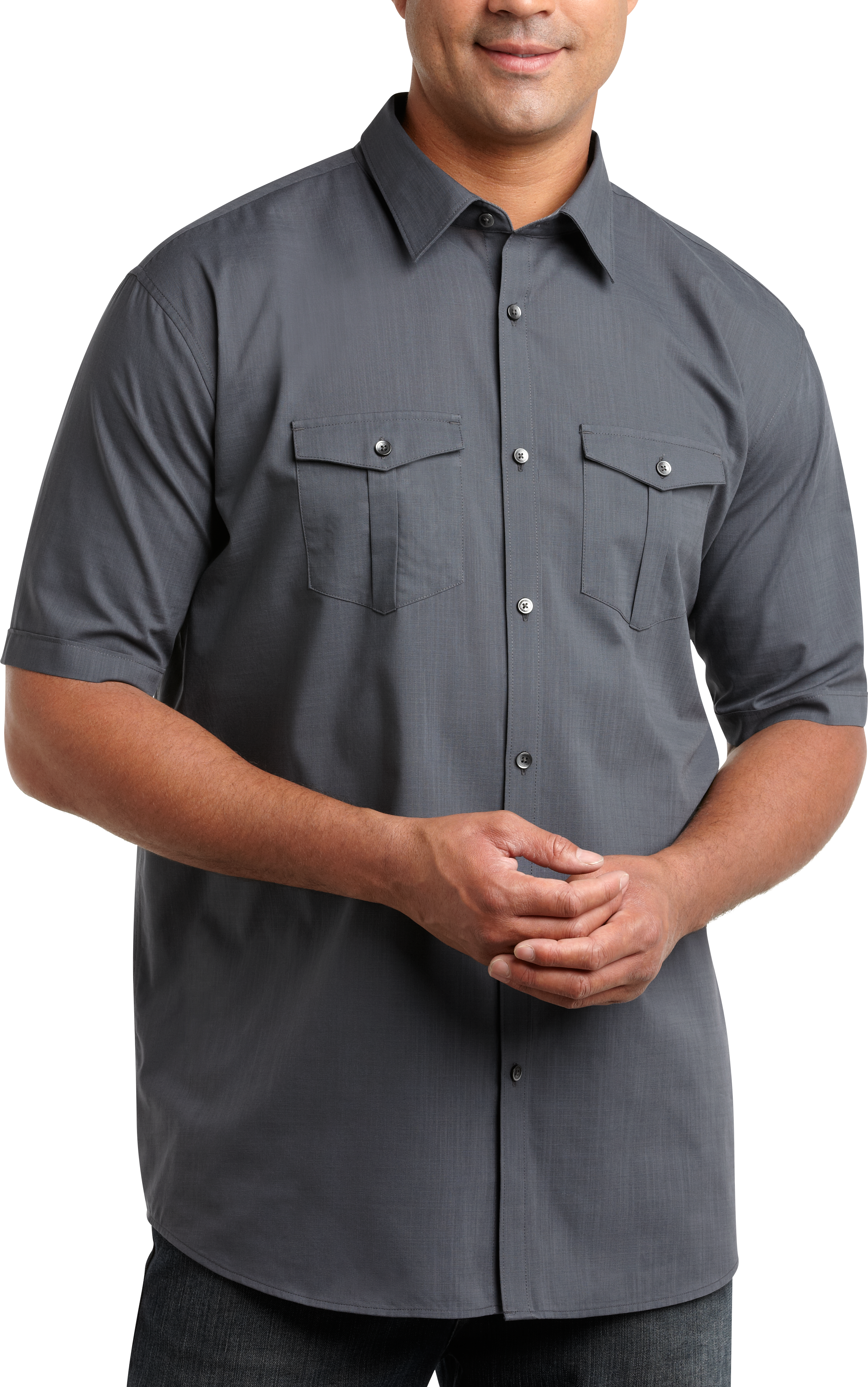 Calvin Klein Charcoal Camp Collar Shirt
