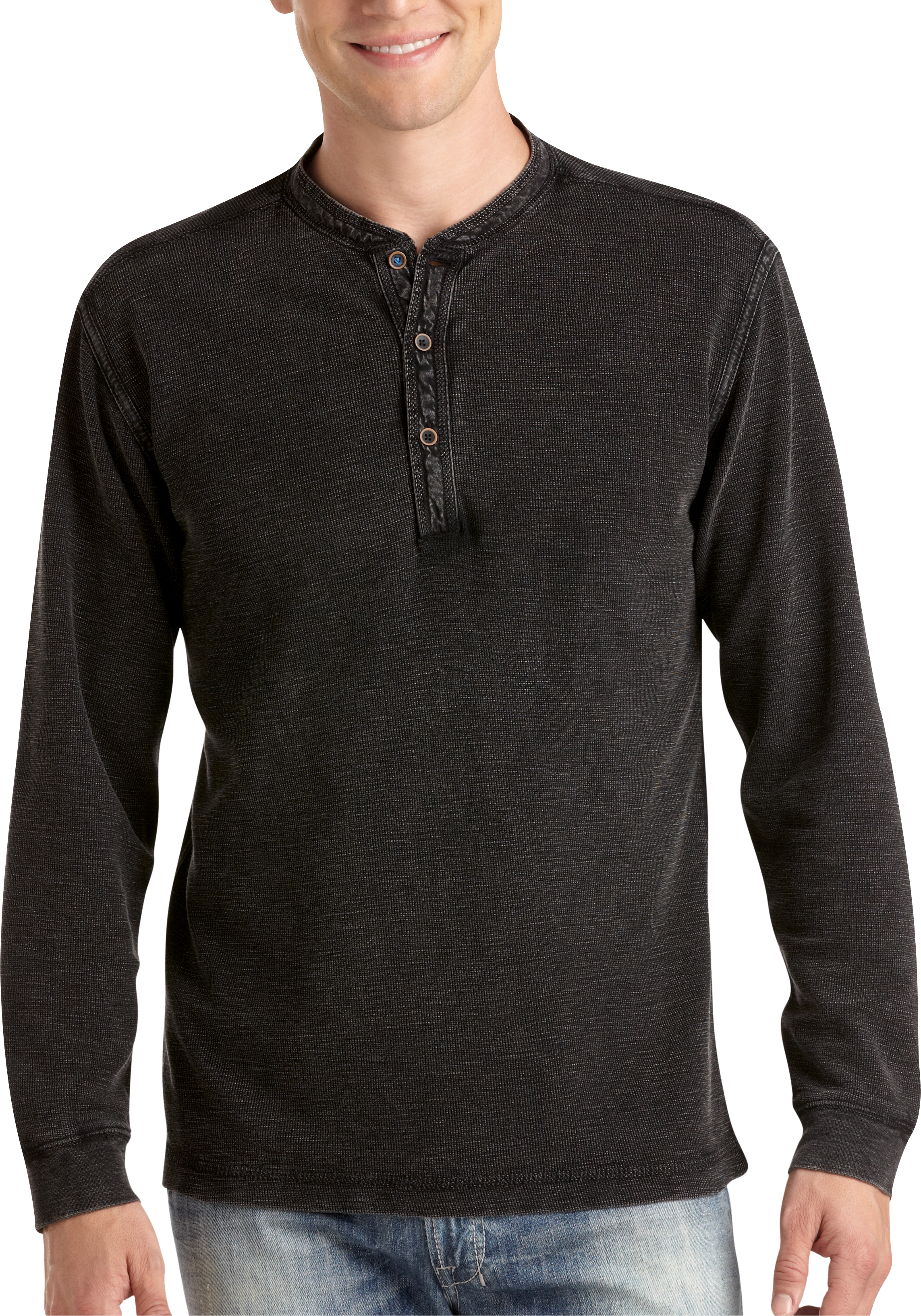 Pronto Blue Henley Sweater, Black