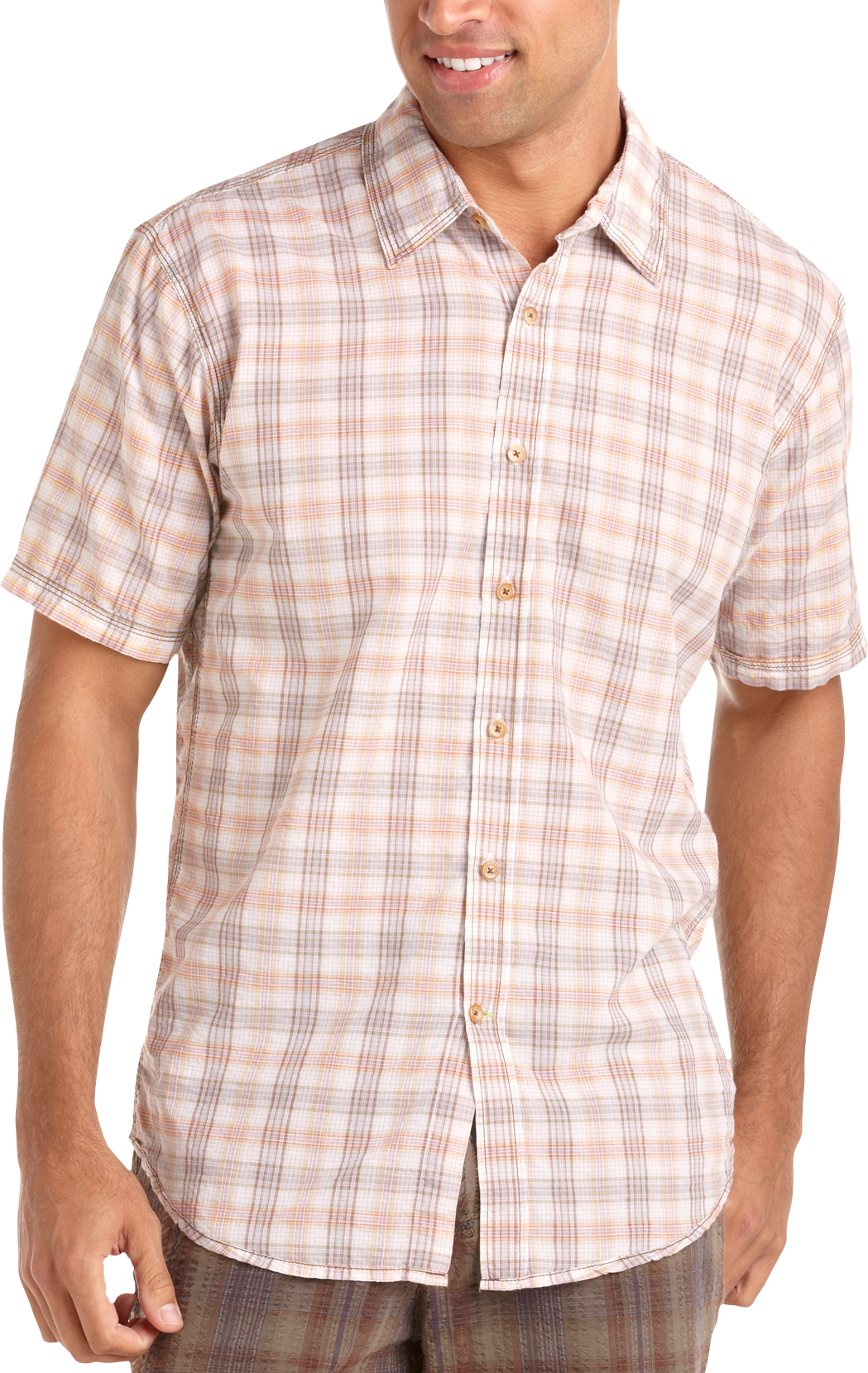 Pronto Blue Camp Shirt, Taupe and Orange