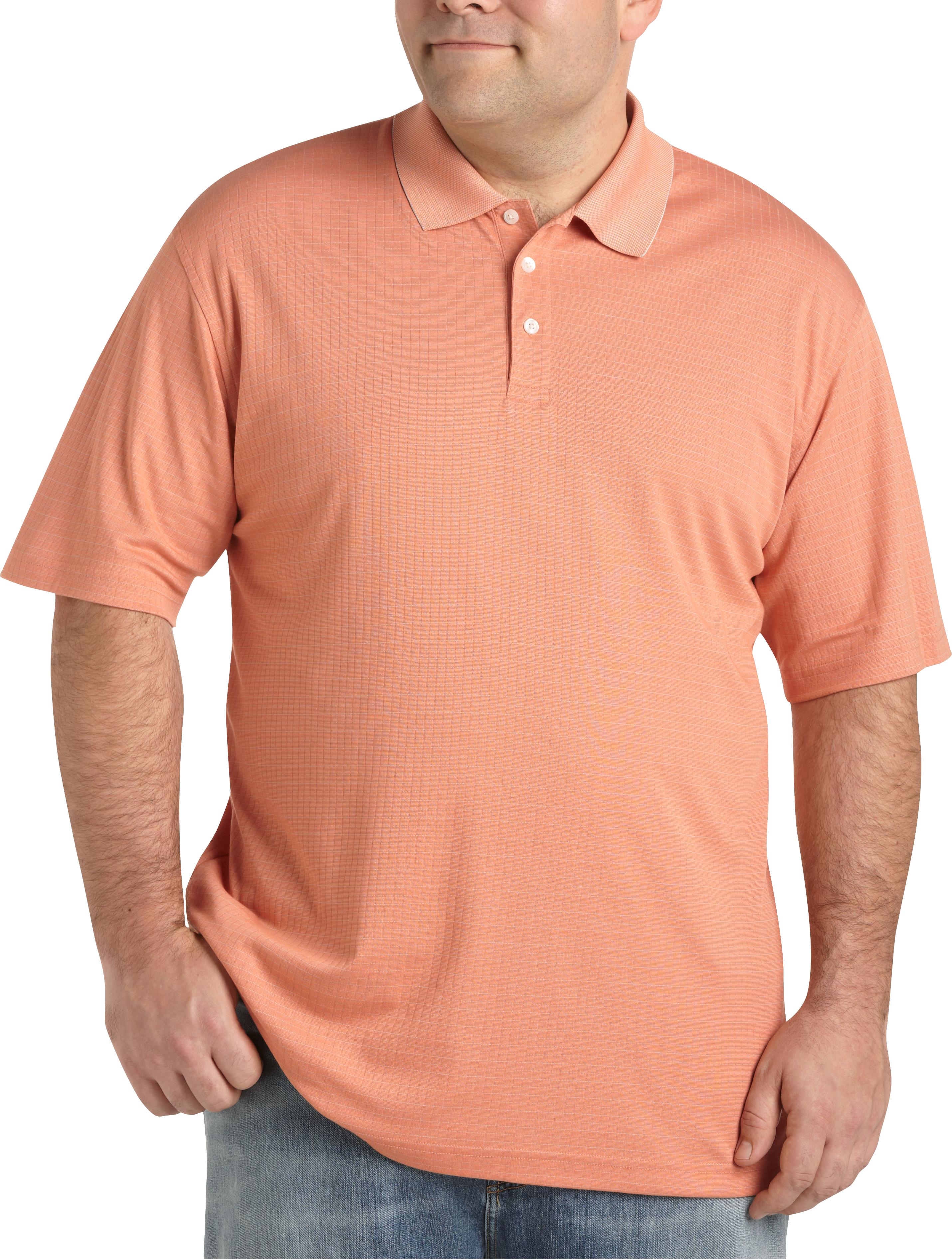 Pronto Sport Peach and Tan Check Polo Shirt