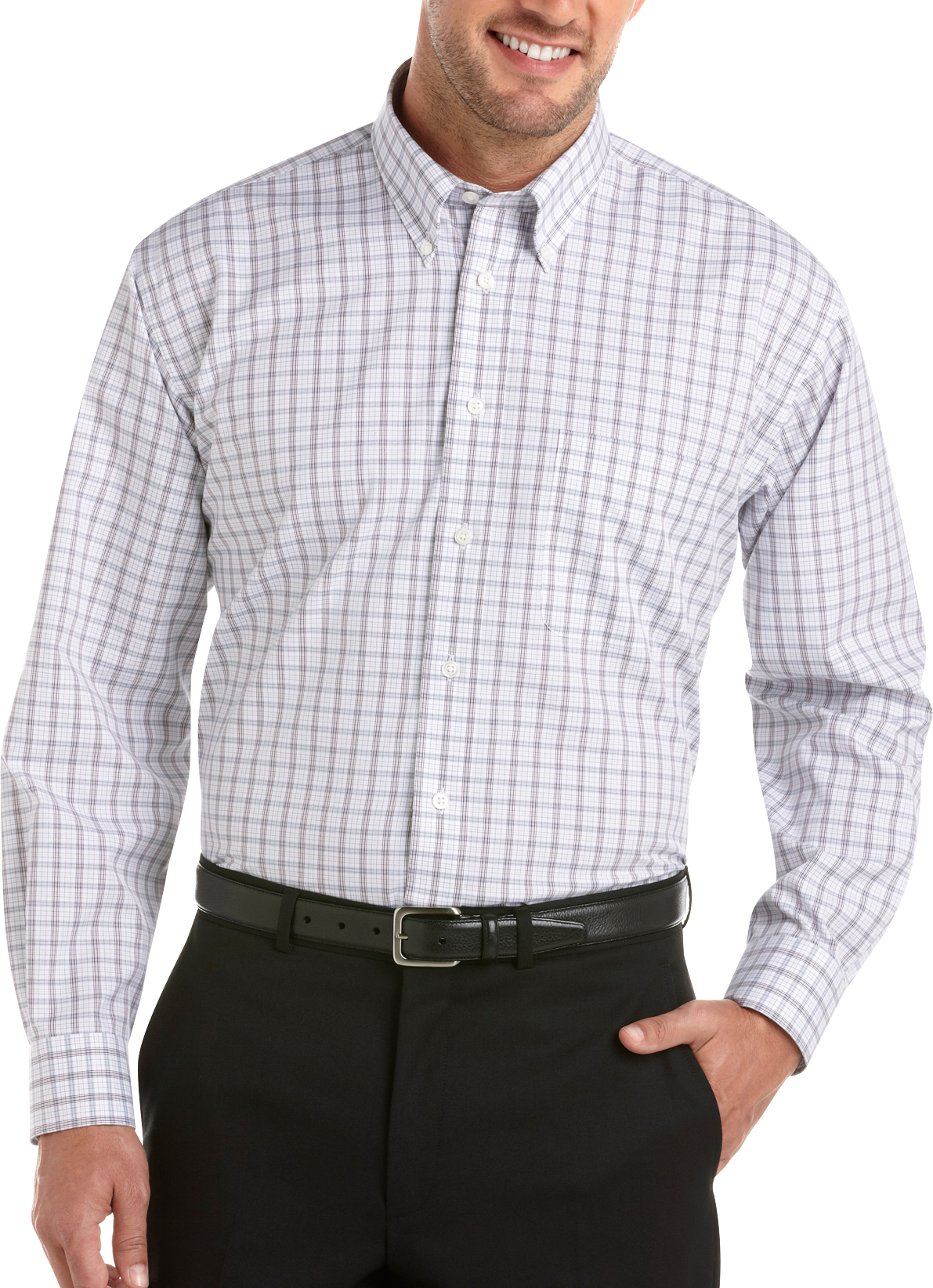 Joseph & Feiss Gray and Brown Check Sport Shirt
