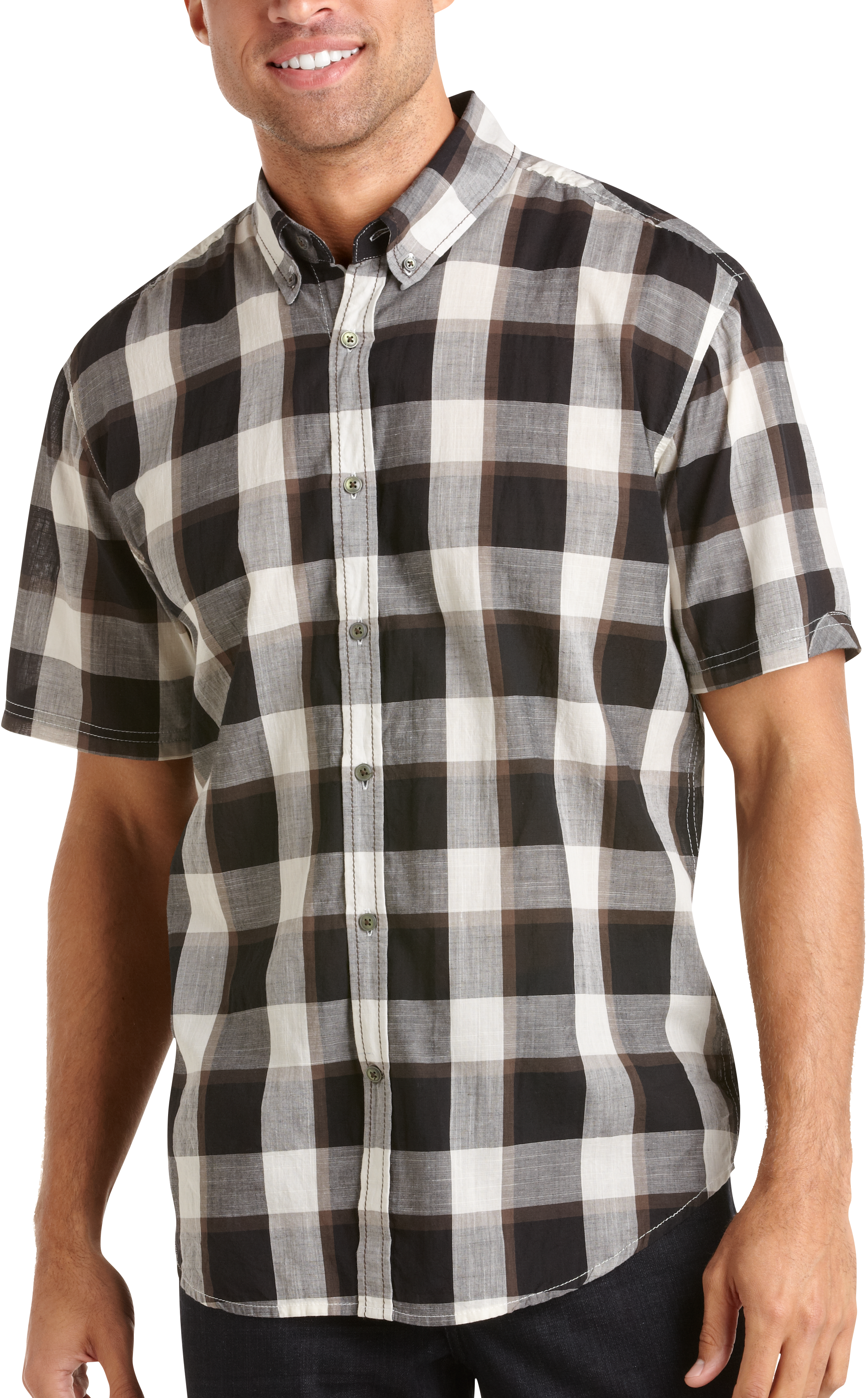 Pronto Blue Sport Shirt, Black Plaid