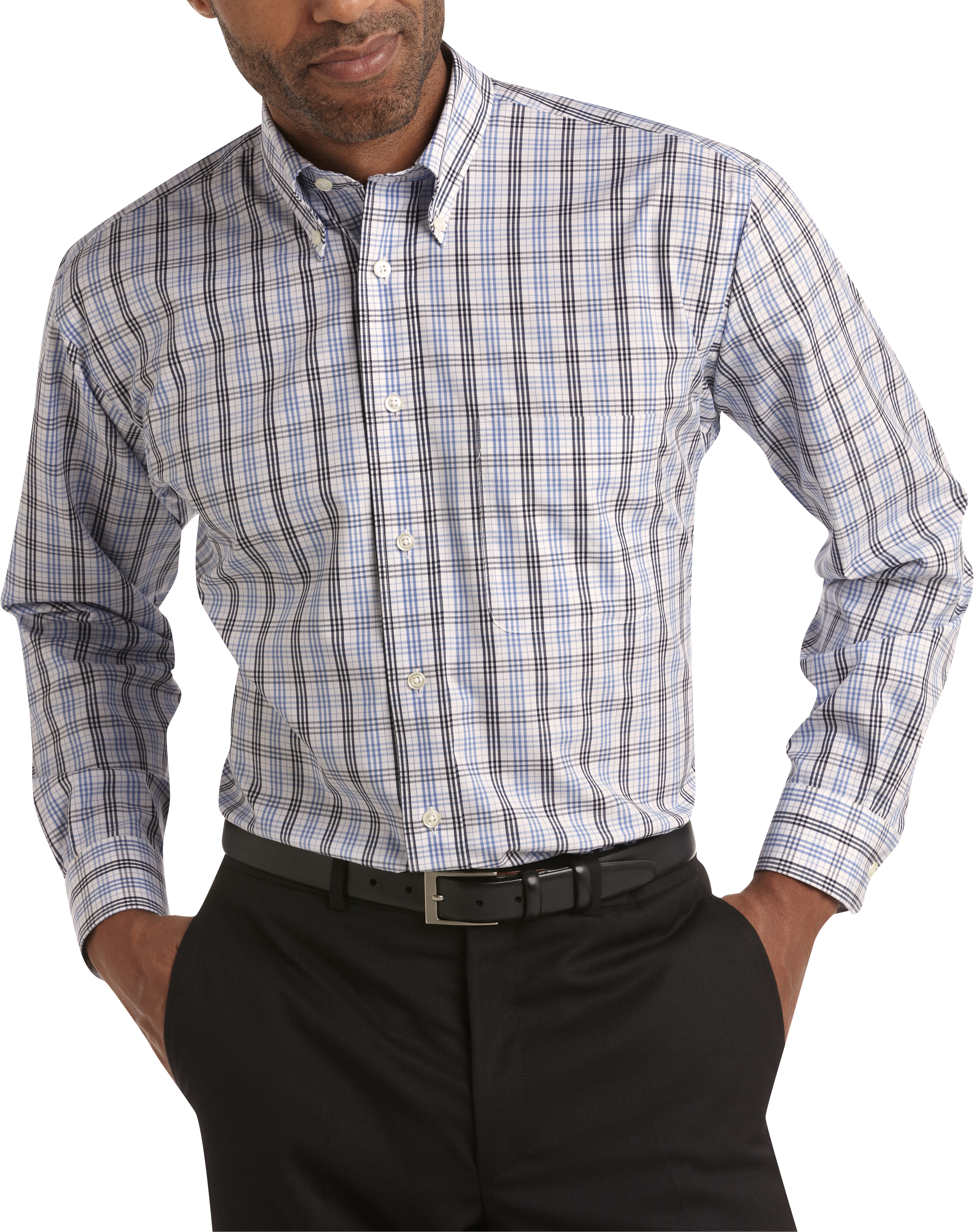 Joseph & Feiss Blue Plaid Sport Shirt
