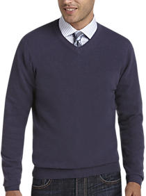 Joseph Abboud Blue V-Neck Cashmere Sweater