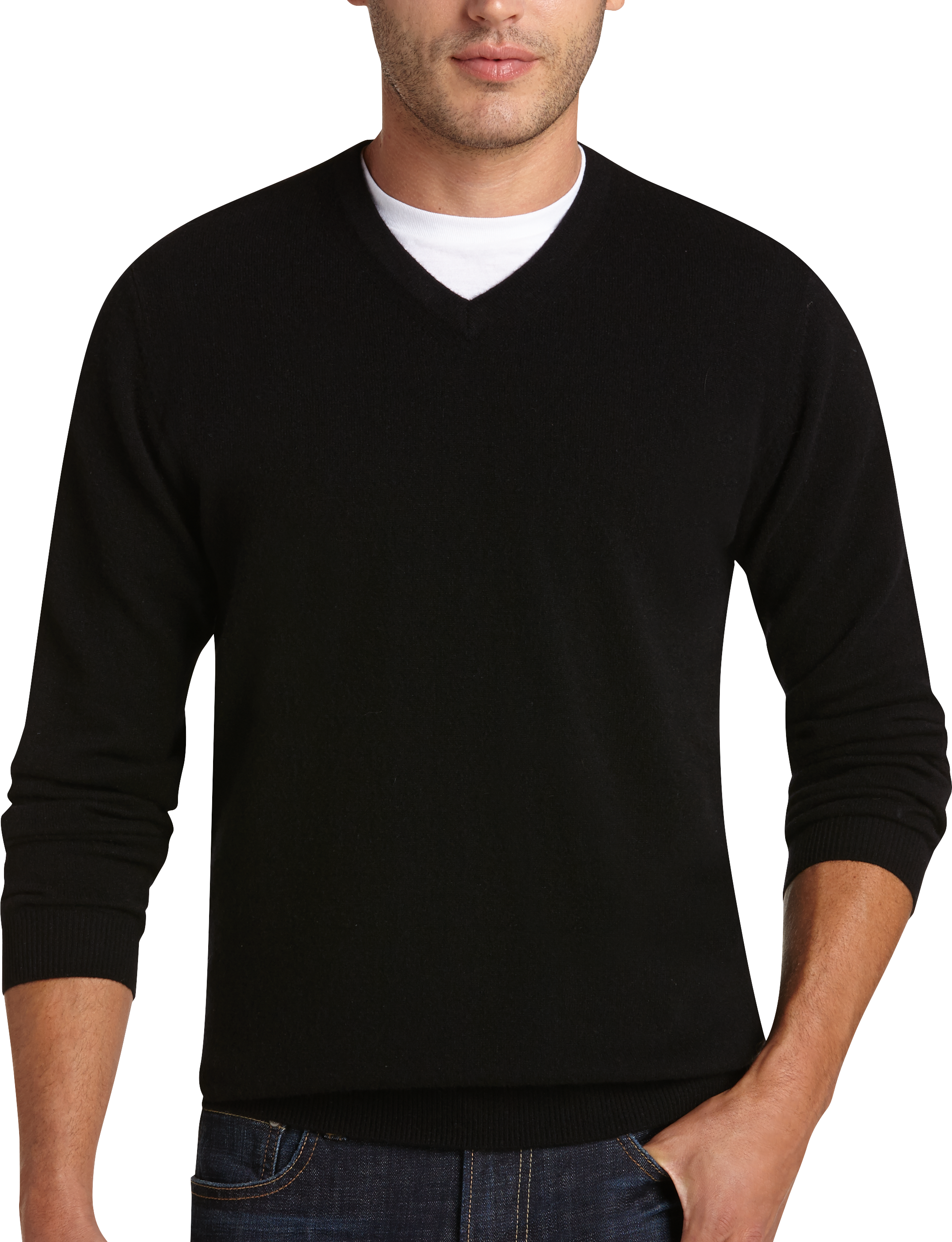 mens black cashmere v neck sweater