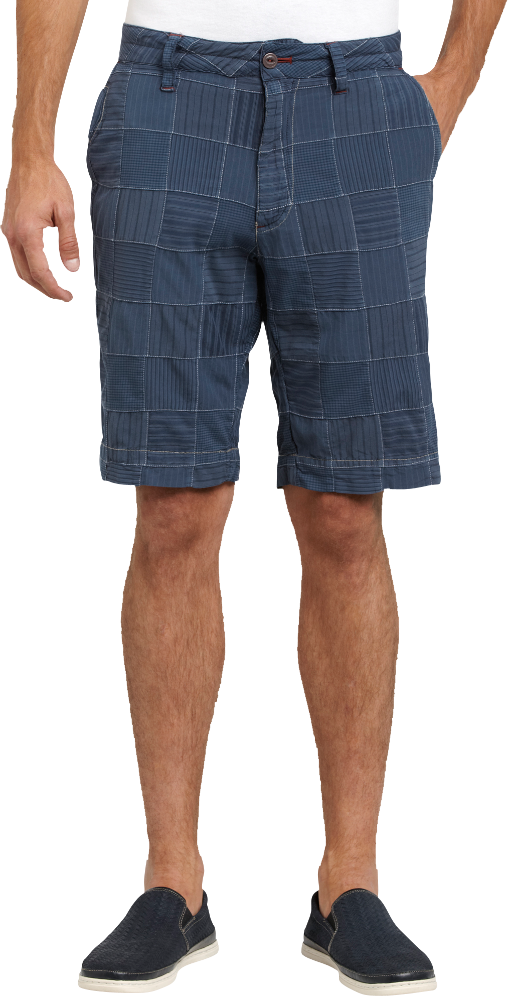 Pronto Blue Patchwork Shorts, Blue