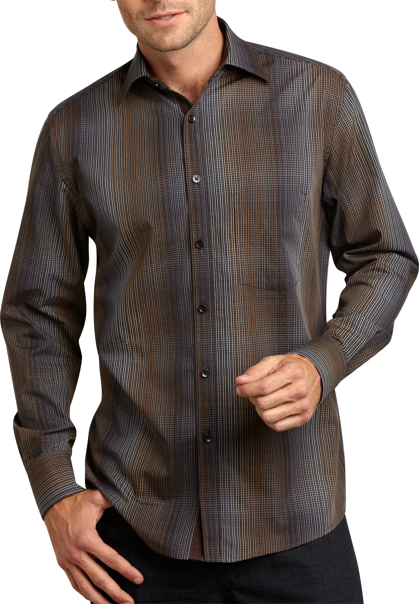 Pronto Blue Sport Shirt, Black and Brown Tic