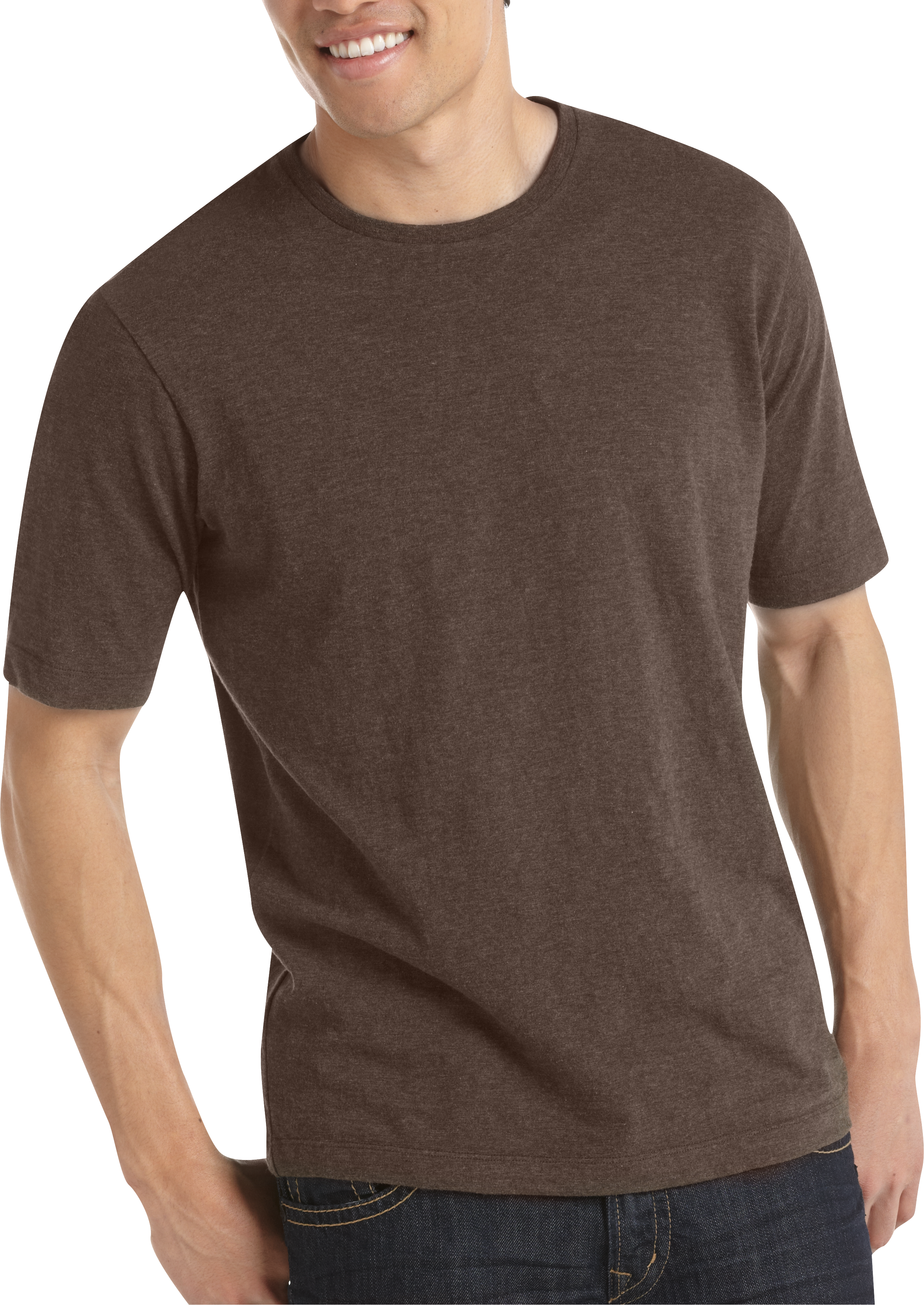 Pronto Blue Crewneck Modern Fit T-Shirt, Chocolate